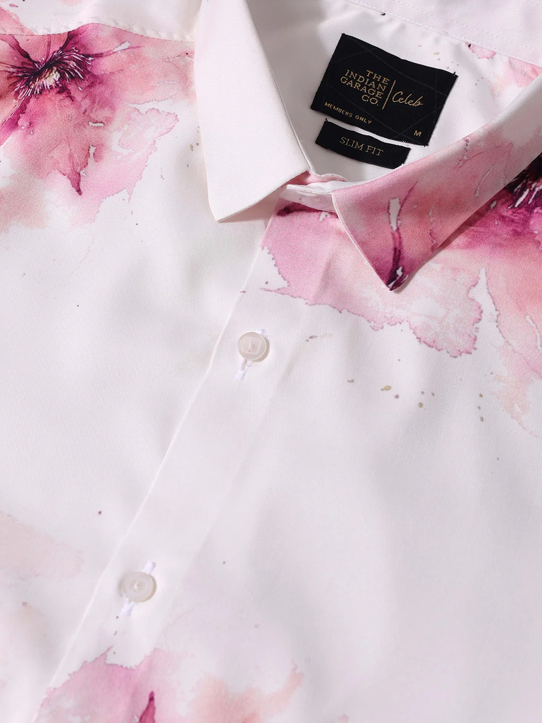 Men's Pink Slim Fit Printed Party Wear Shirt - Image 3