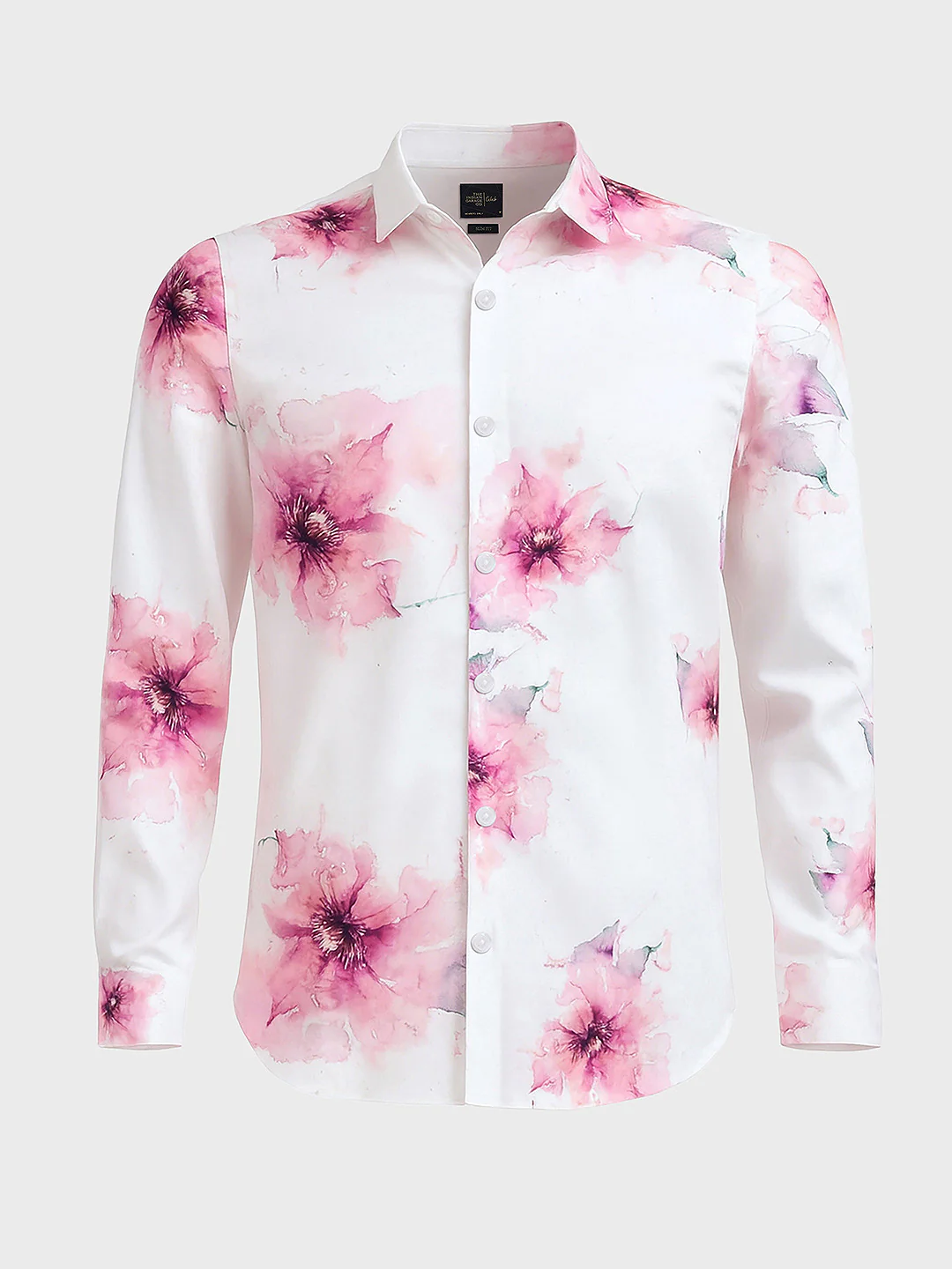 Men's Pink Slim Fit Printed Party Wear Shirt - Image 4