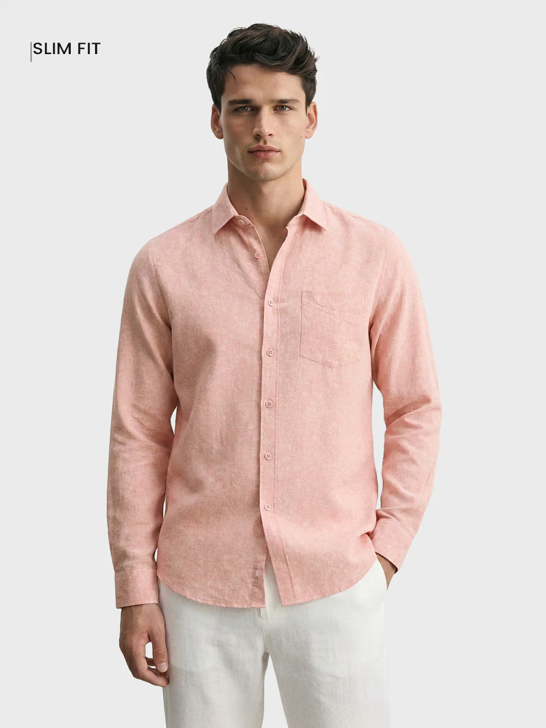 Men's Pink Slim Fit Solid Casual Shirt - Image 2