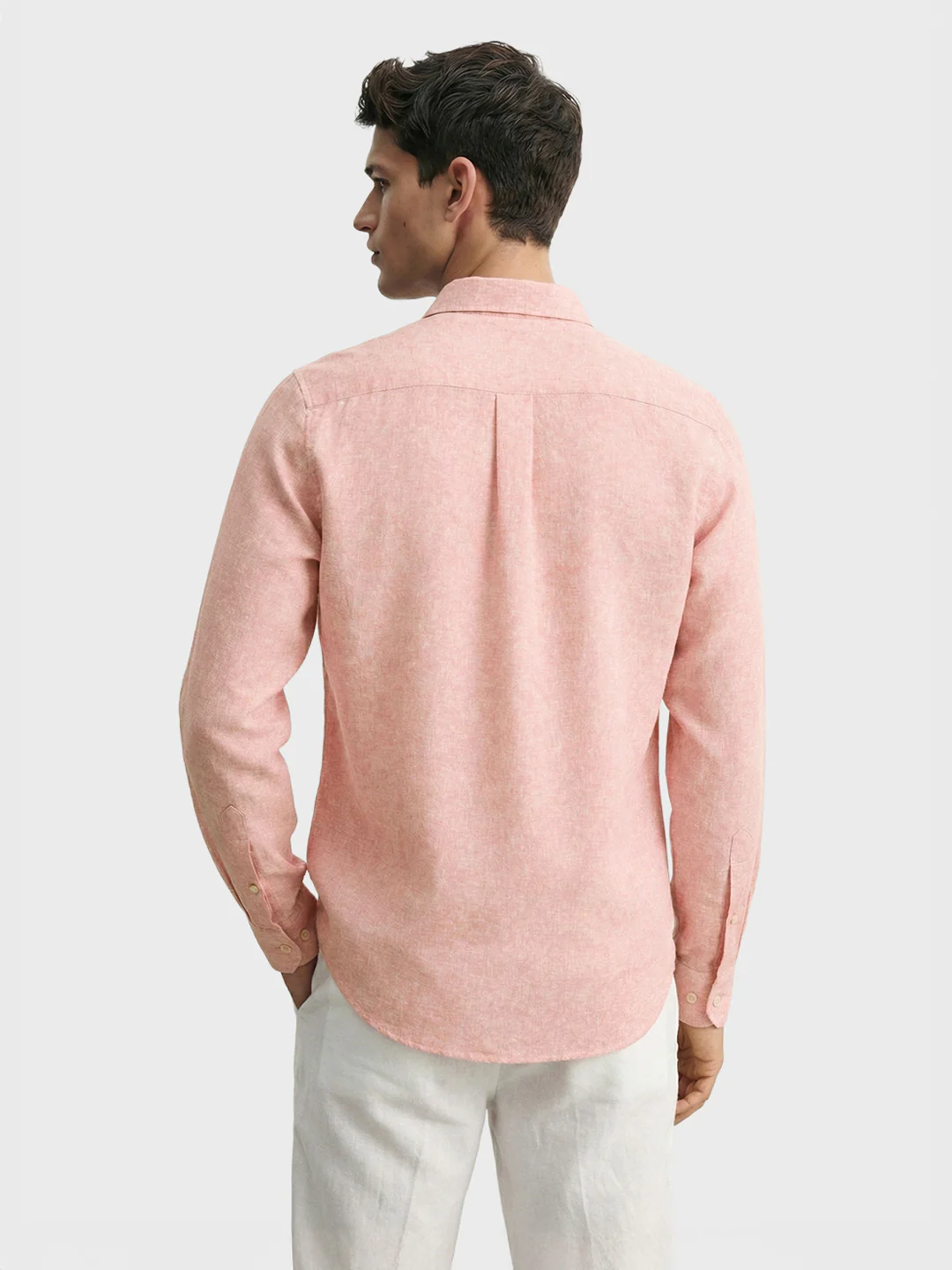 Men's Pink Slim Fit Solid Casual Shirt - Image 3