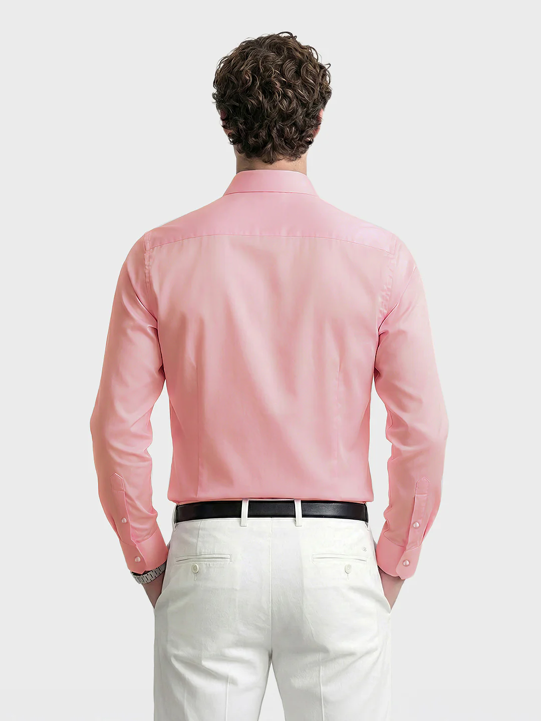 Men's Pink Slim Fit Solid Casual Shirt - Image 3