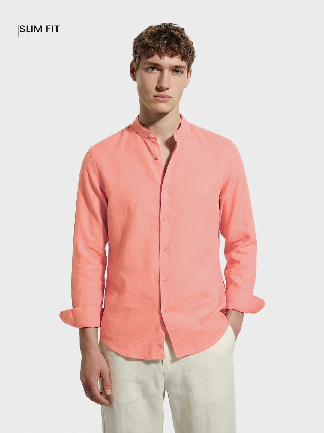 Men's Pink Slim Fit Solid Casual Shirts - Image 2