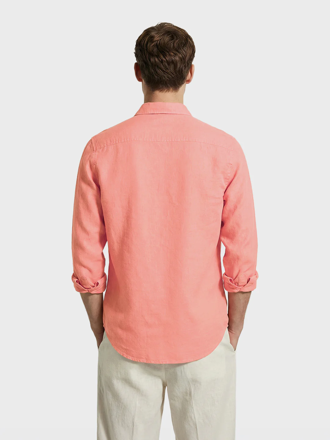 Men's Pink Slim Fit Solid Casual Shirts - Image 3