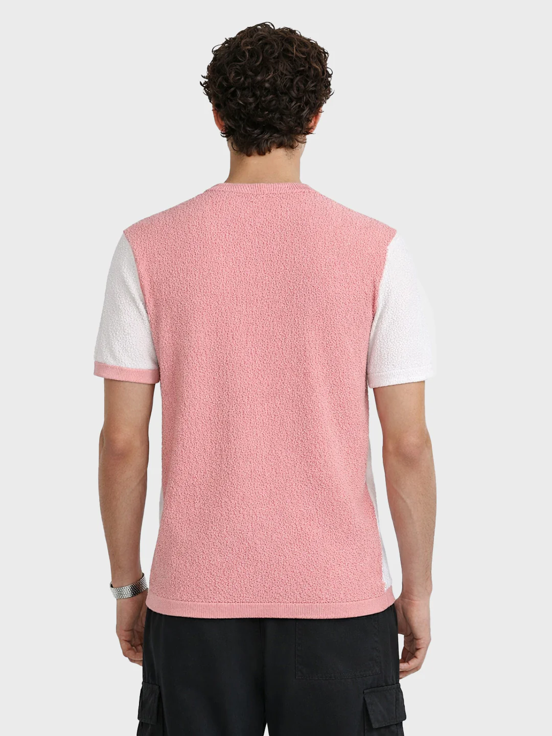 Men's Pink Slim Fit Solid Casual T-Shirt - Image 4