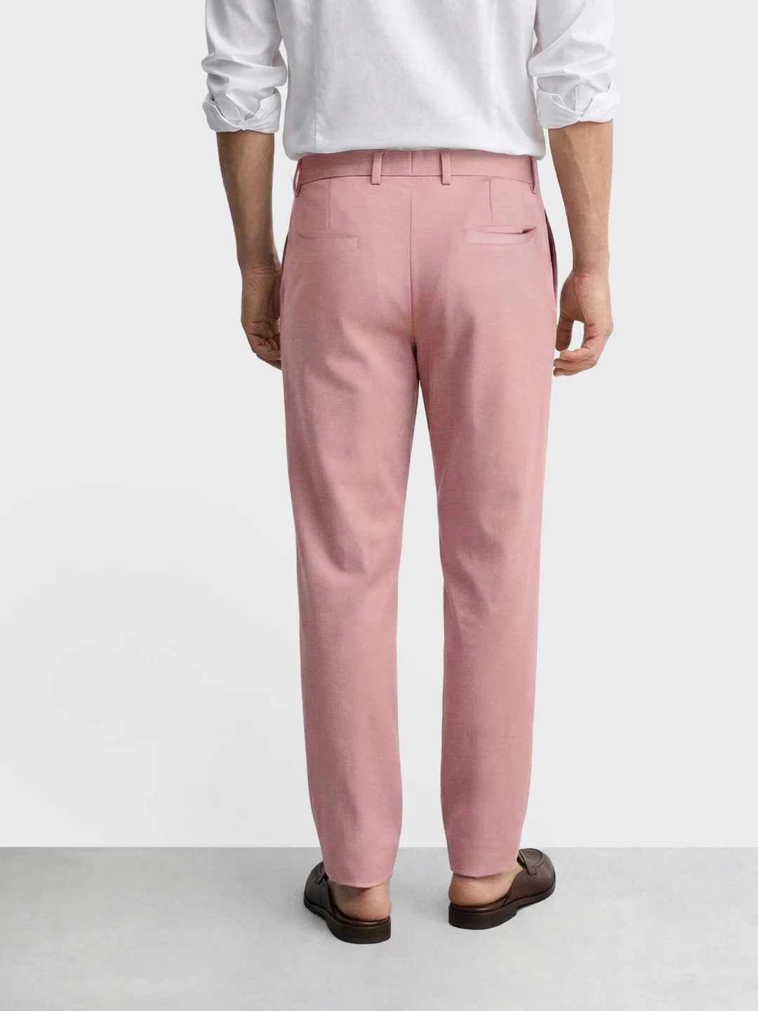 Men's Pink Slim Fit Solid Formal Chinos - Image 4