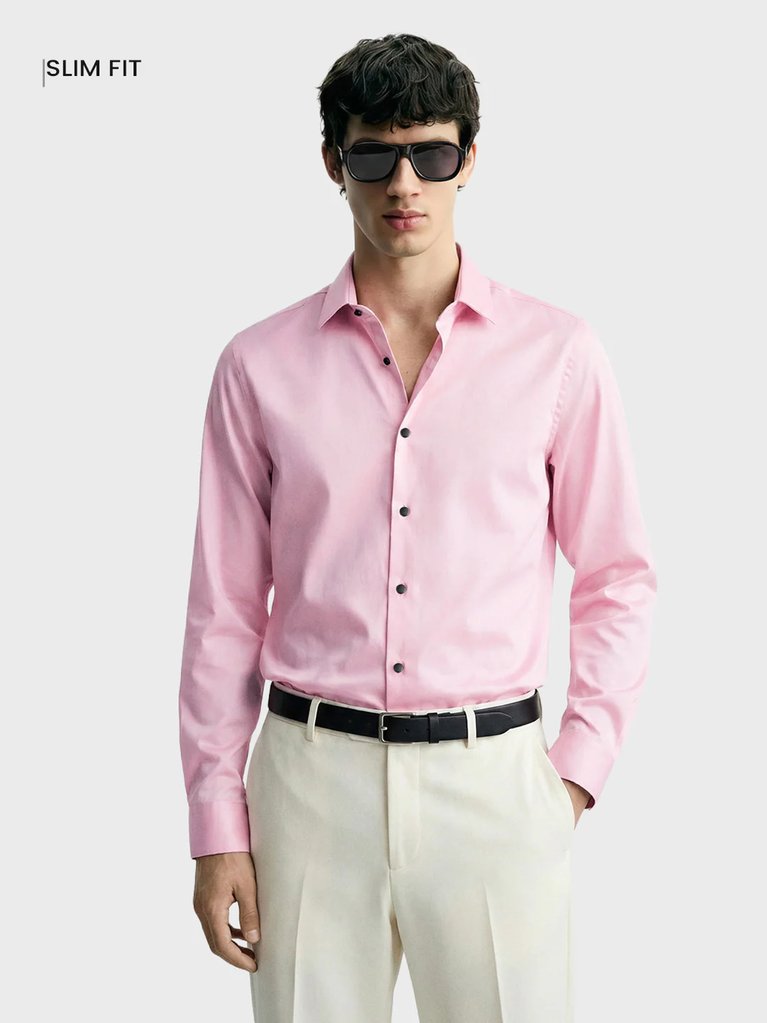 Men's Pink Slim Fit Solid Party Wear Shirt - Image 2