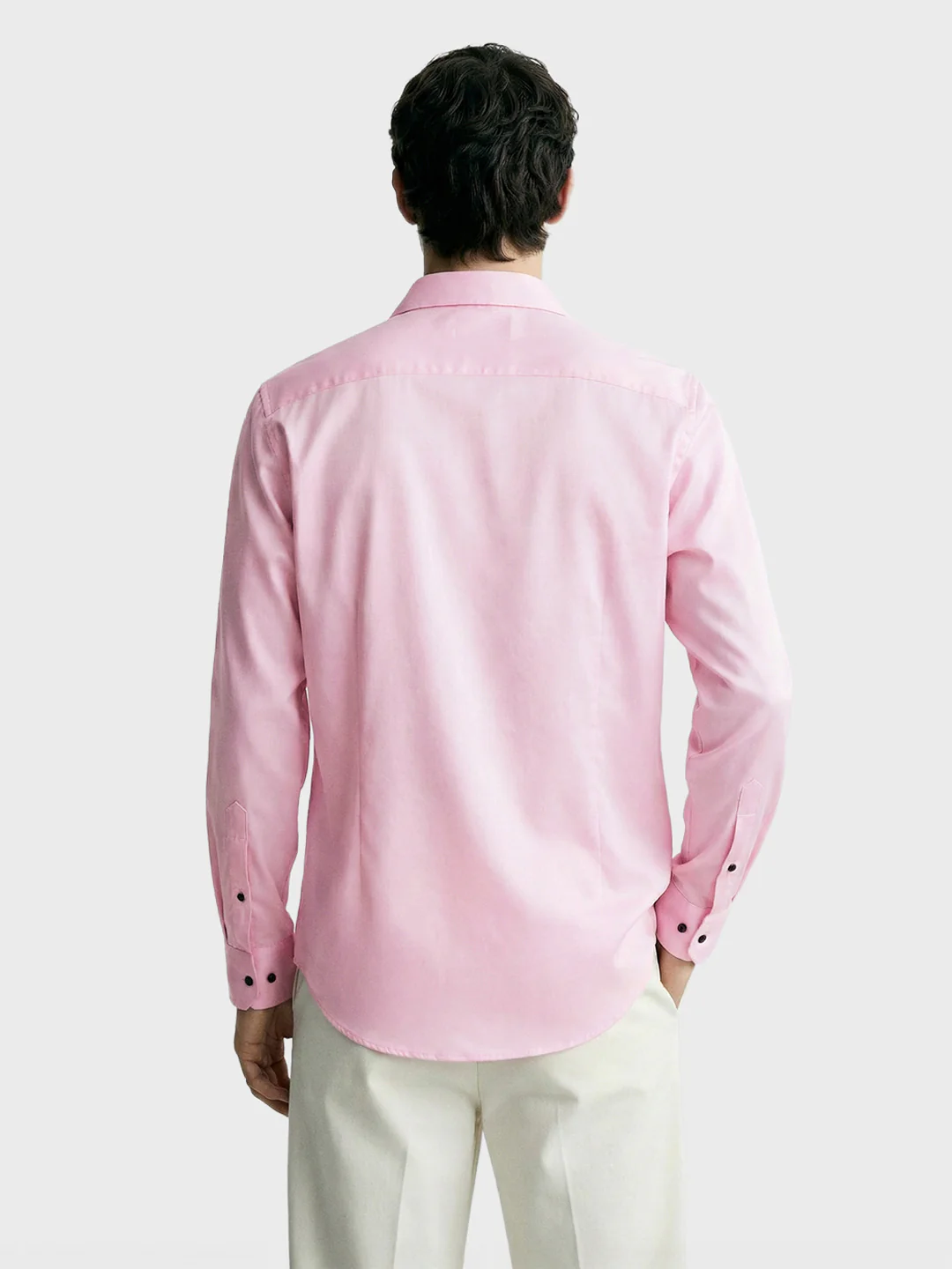 Men's Pink Slim Fit Solid Party Wear Shirt - Image 4