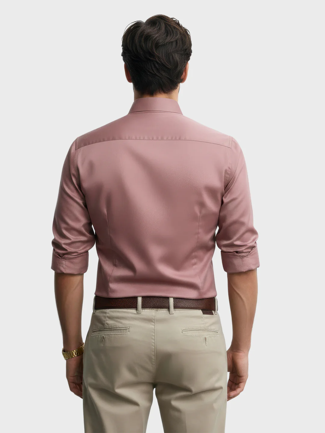 Men's Pink Slim Fit Solid Party Wear Shirt - Image 3