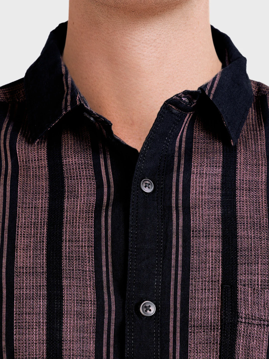 Men's Pink Slim Fit Striped Casual Shirts - Image 3