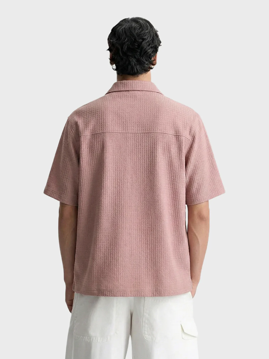 Men's Purple Boxy Fit Textured Casual T-Shirt - Image 2