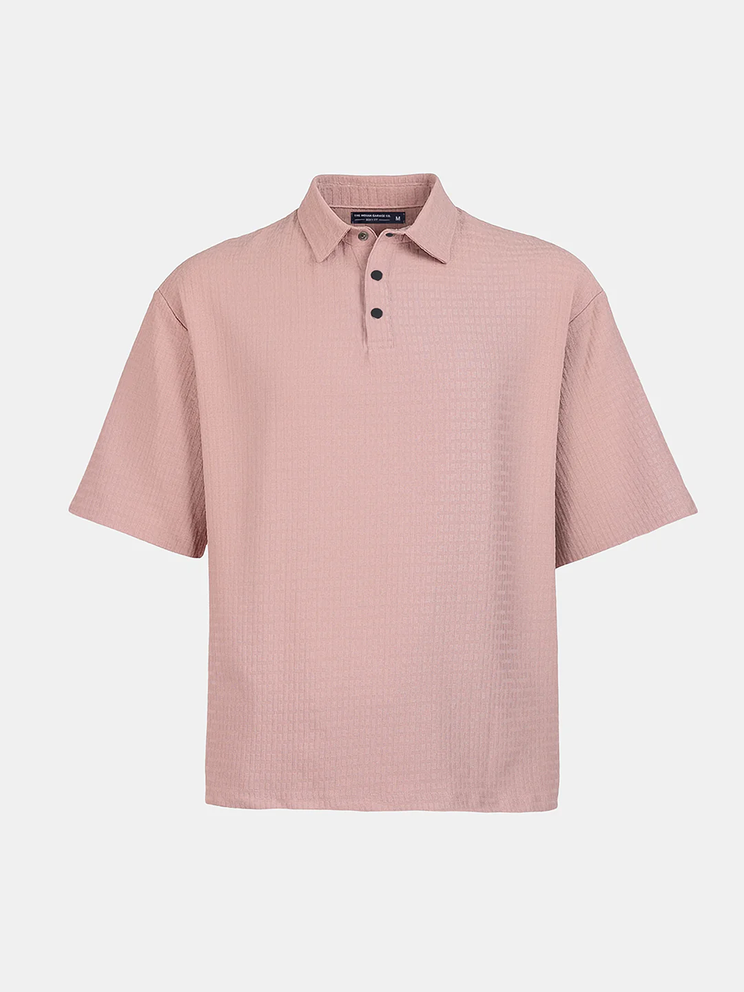 Men's Purple Boxy Fit Textured Casual T-Shirt - Image 3