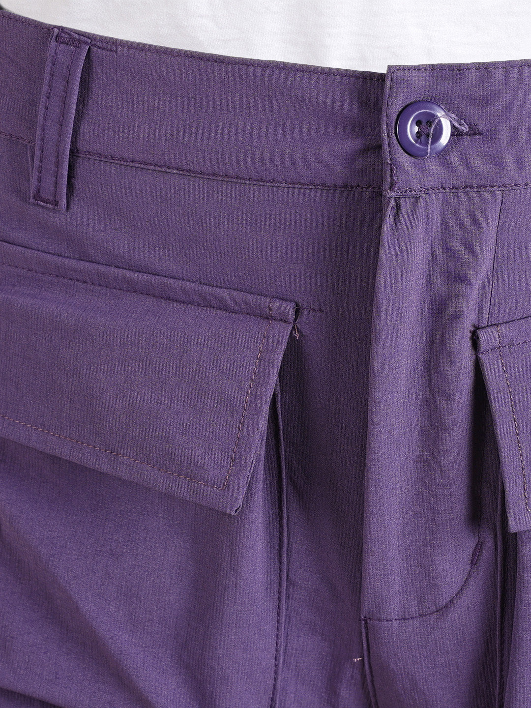 Men's Purple Loose Fit Solid Utility Cargo - Image 8