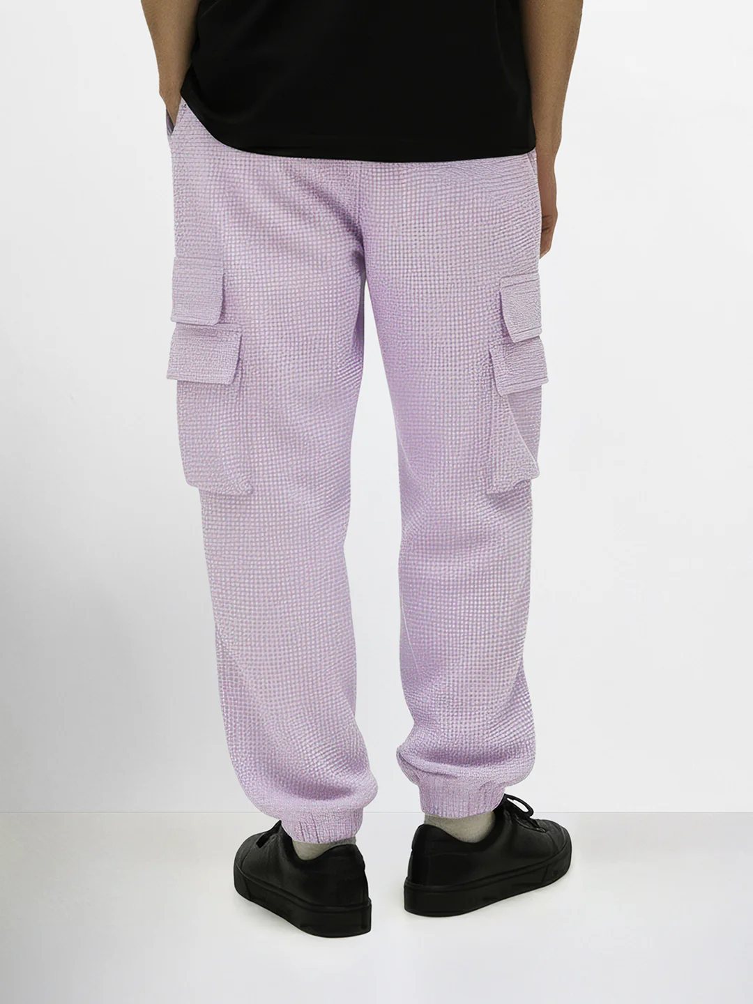 Men's Purple Loose Fit Solid Utility Joggers - Image 2