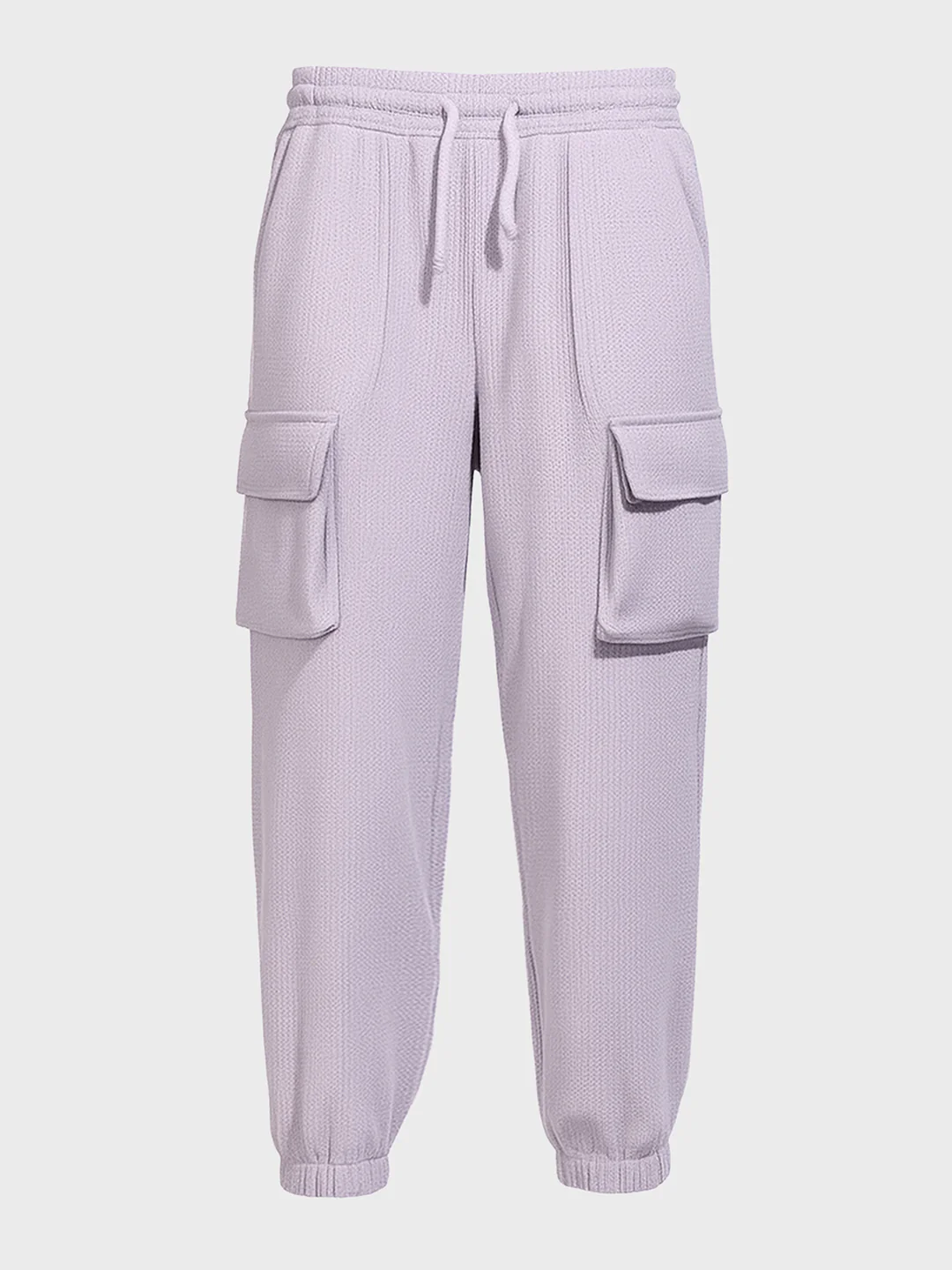 Men's Purple Loose Fit Solid Utility Joggers - Image 3