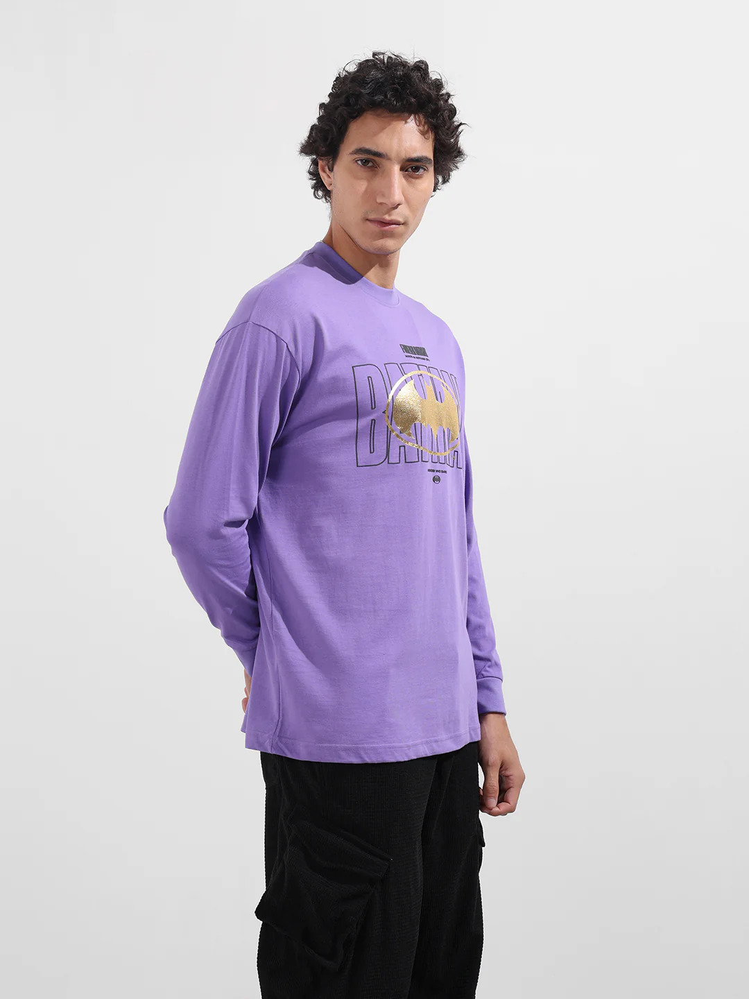Men's Purple Oversized Fit Character Batman Character T-Shirt - Image 3