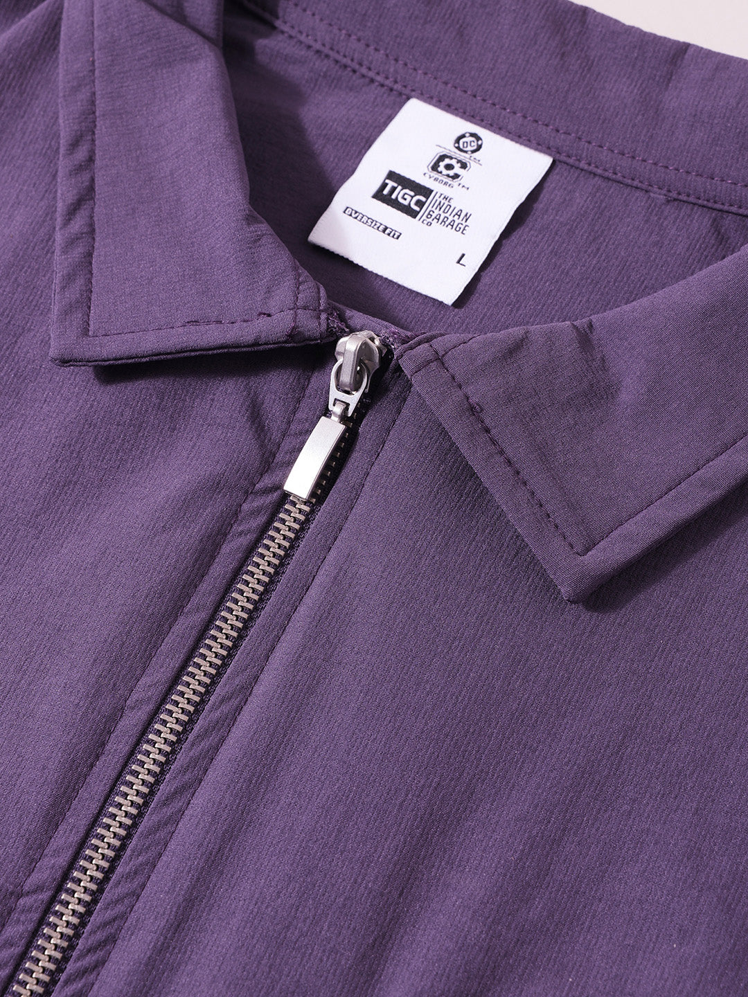 Men's Purple Oversized Fit Solid Warner Bros Jacket - Image 5