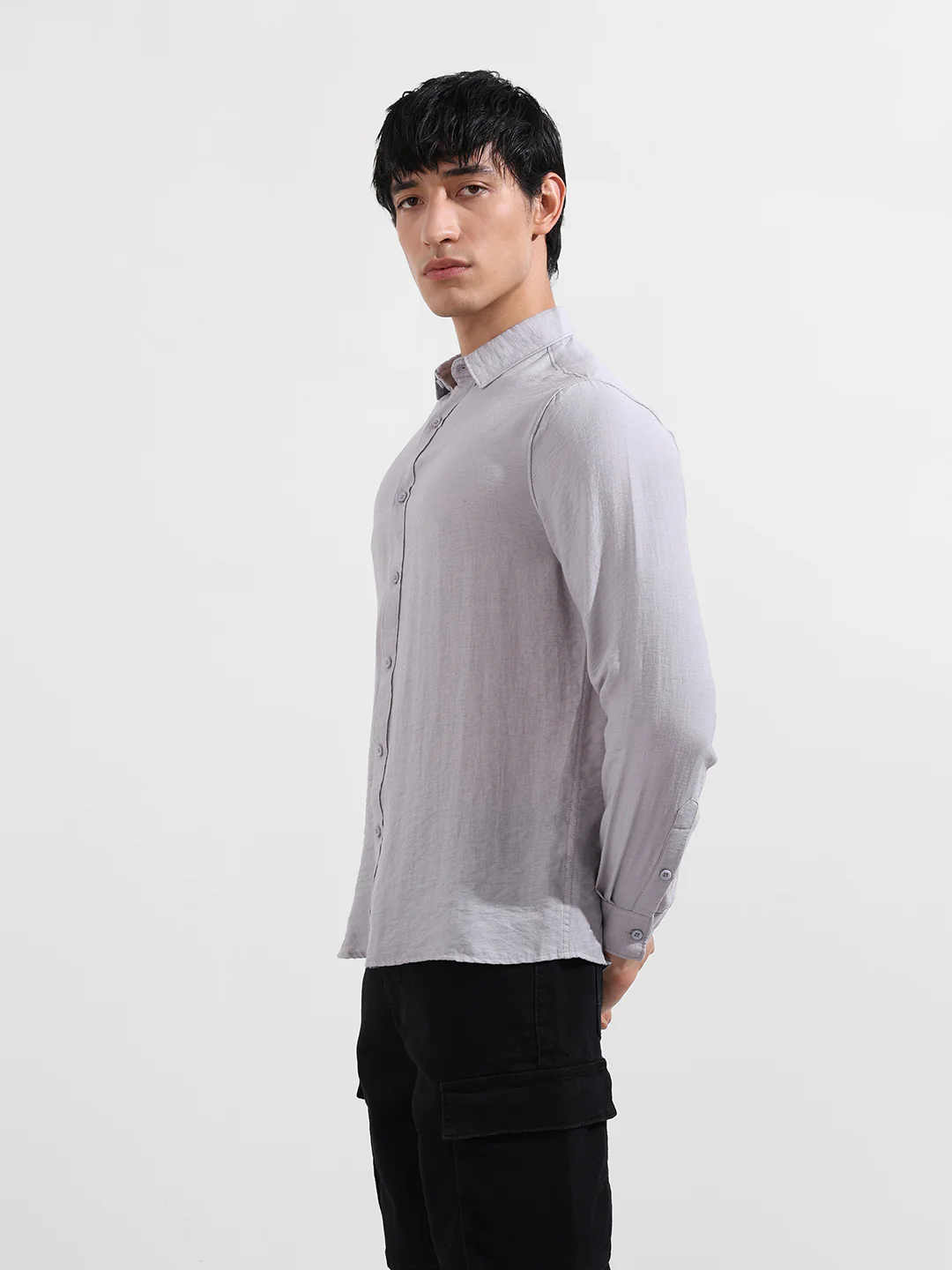 Men's Purple Regular Fit Casual Solid Shirt - Image 5