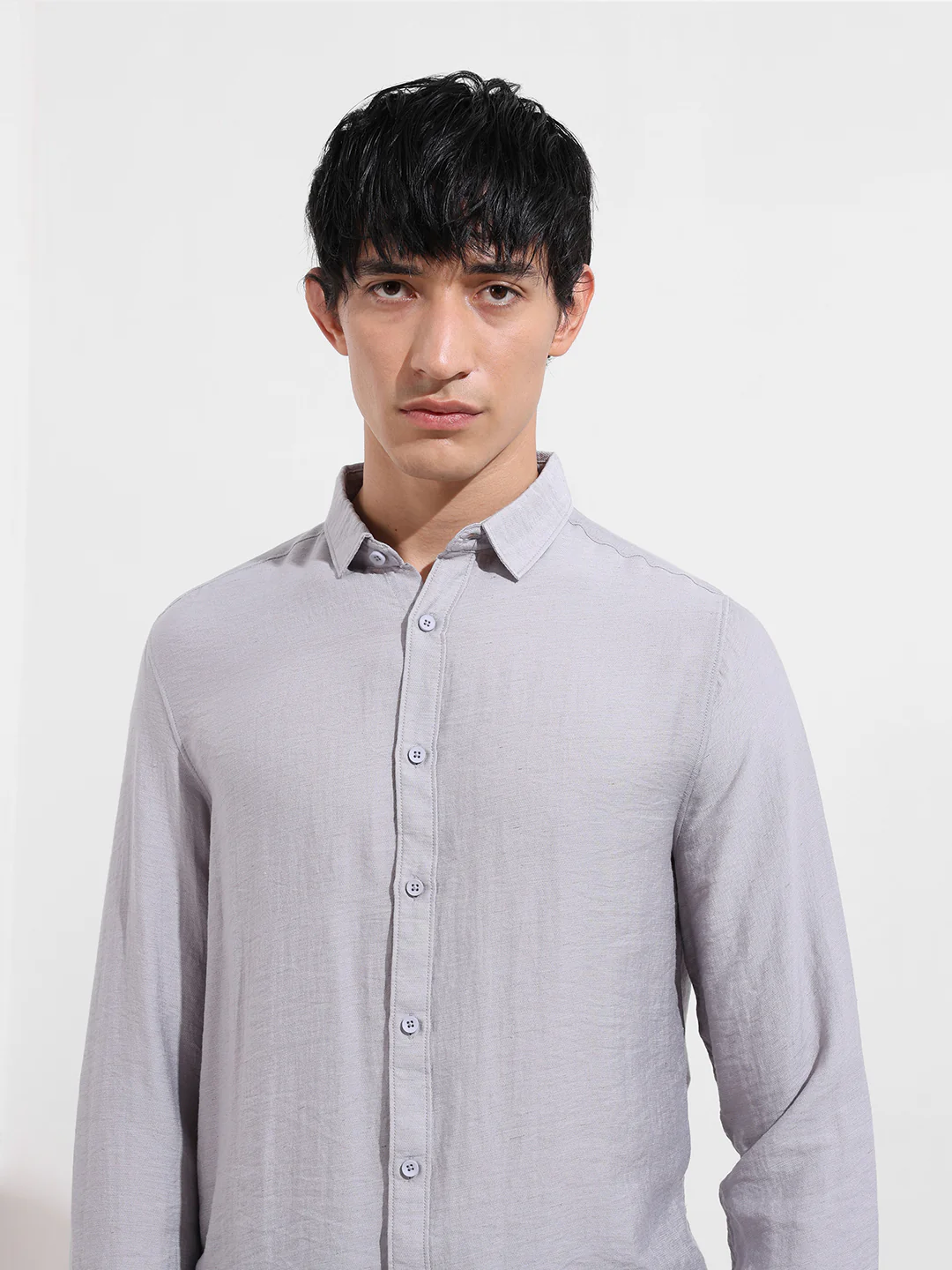 Men's Purple Regular Fit Casual Solid Shirt - Image 6