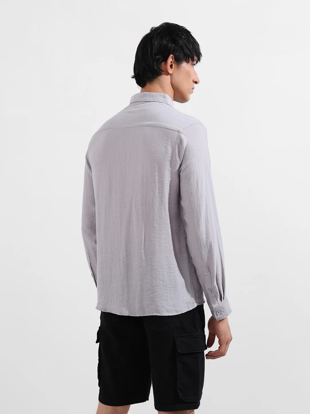 Men's Purple Regular Fit Casual Solid Shirt - Image 7
