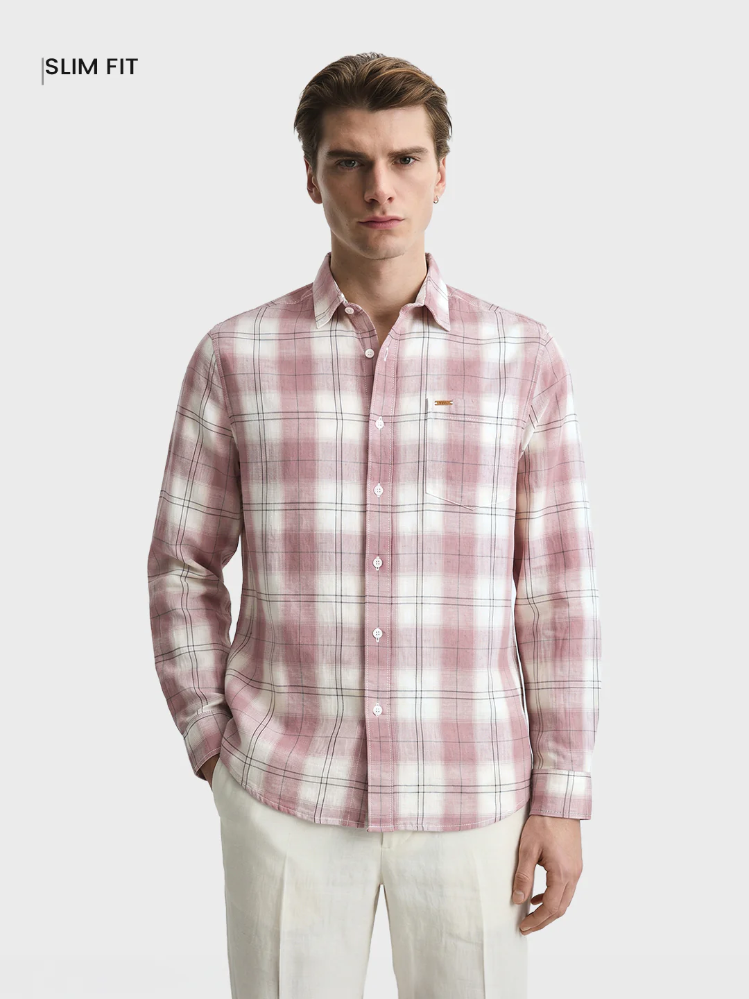 Men's Purple Regular Fit Checkered Casual Shirts - Image 2