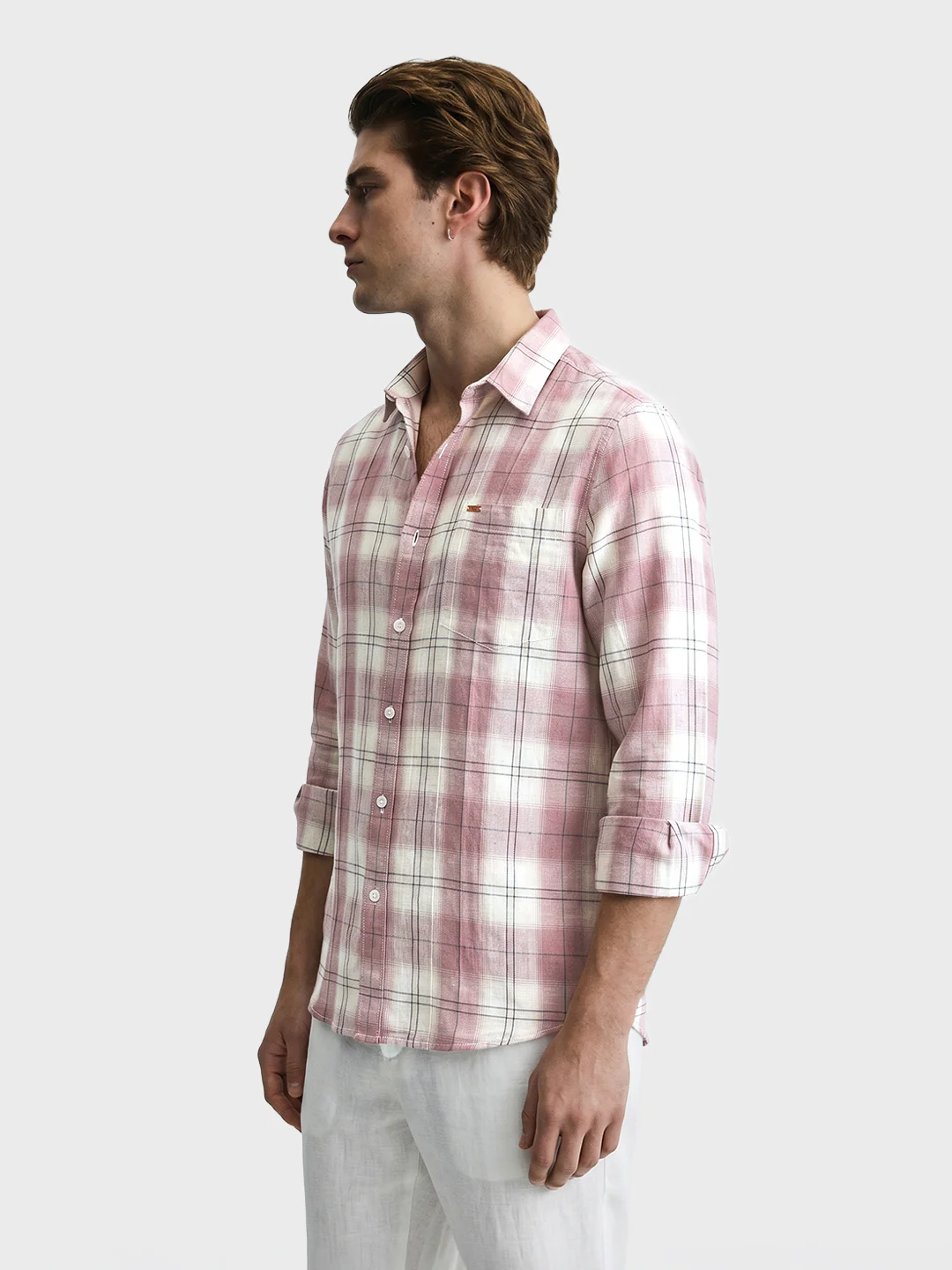 Men's Purple Regular Fit Checkered Casual Shirts - Image 4