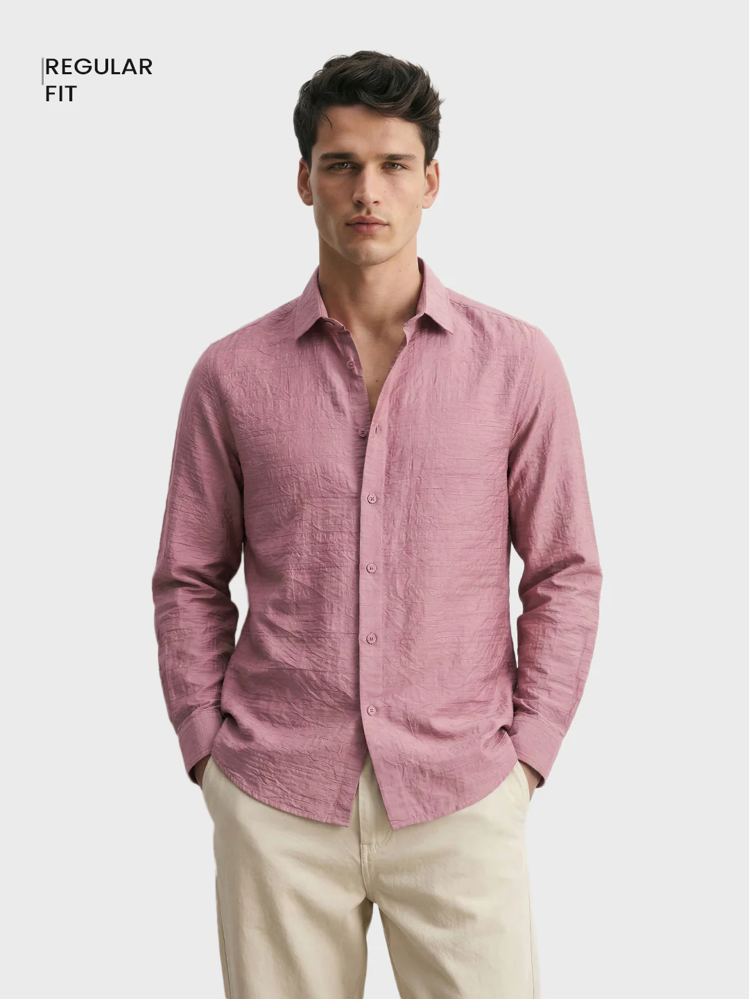 Men's Purple Regular Fit Solid Casual Shirt - Image 2