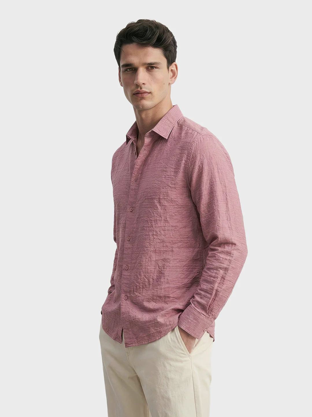 Men's Purple Regular Fit Solid Casual Shirt - Image 4