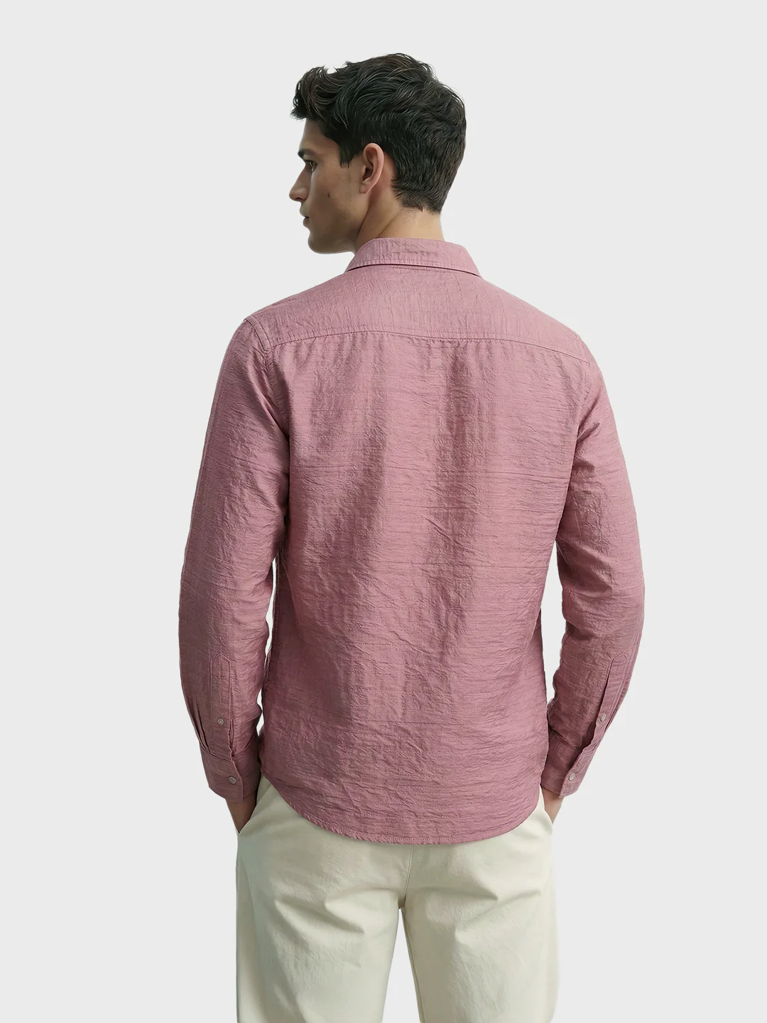 Men's Purple Regular Fit Solid Casual Shirt - Image 5