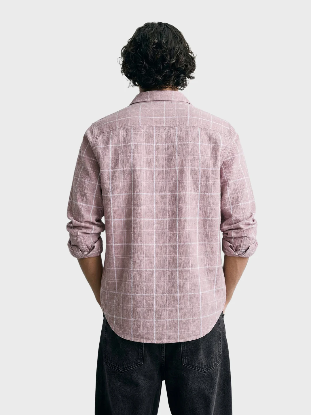 Men's Purple Relaxed Fit Checkered Oddinary Shirt - Image 4