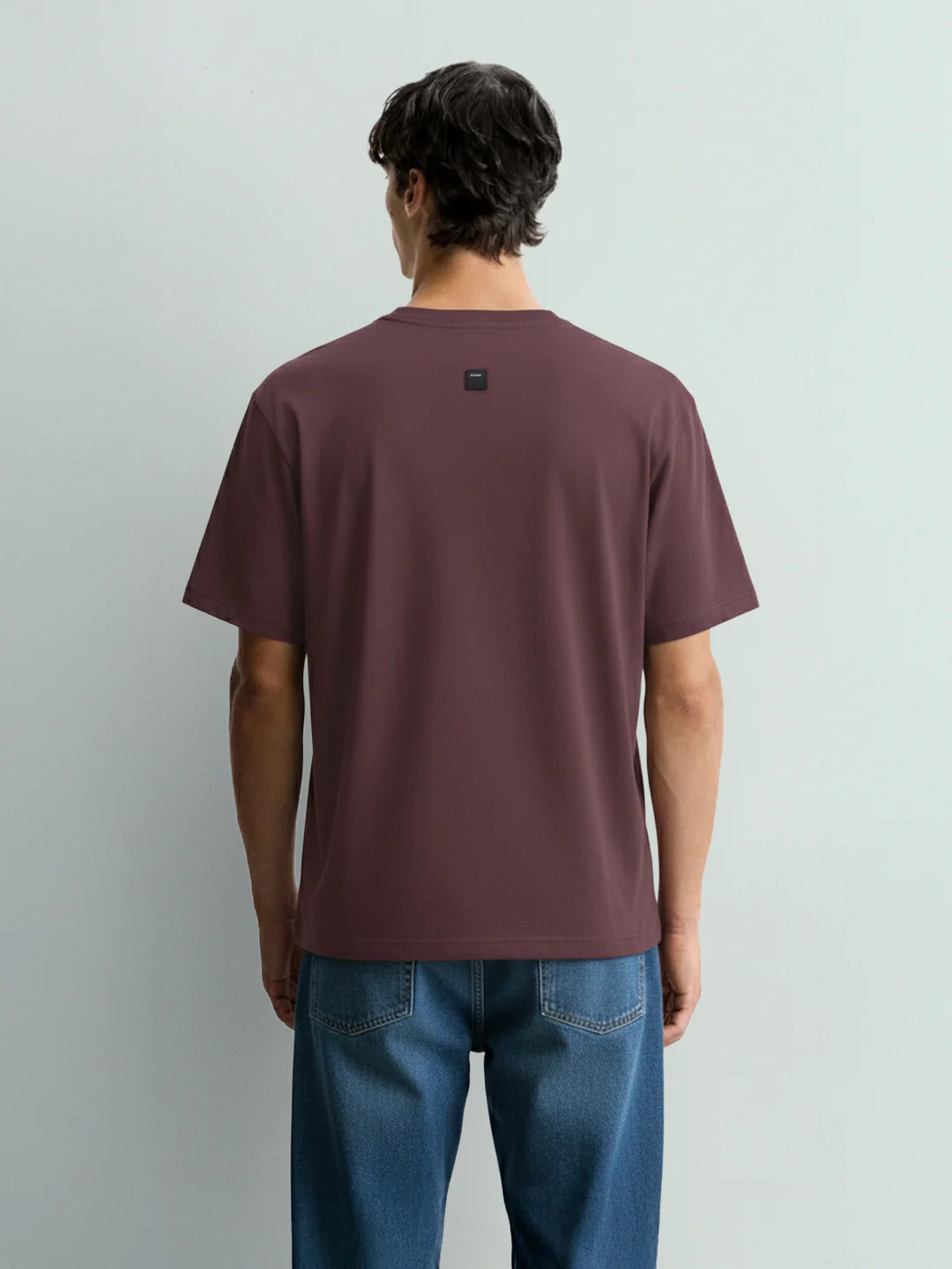 Men's Purple Relaxed Fit Embroided 240 GSM Casual T-Shirt - Image 4