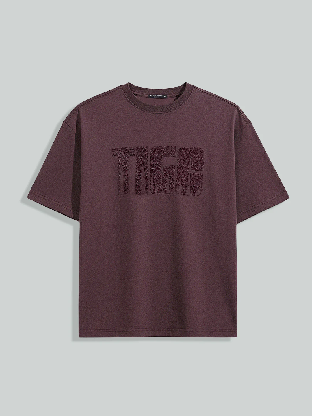 Men's Purple Relaxed Fit Embroided 240 GSM Casual T-Shirt - Image 5