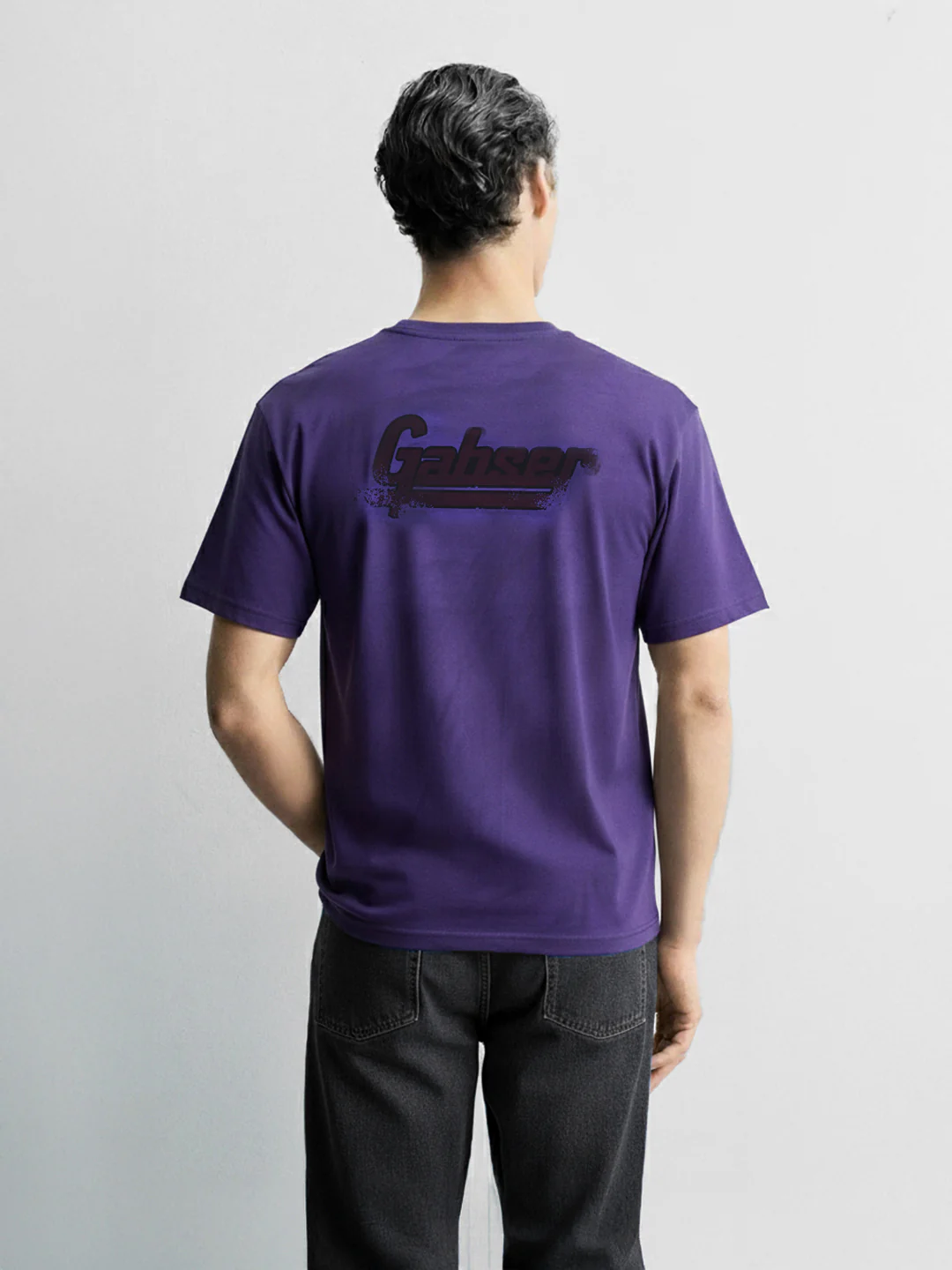 Men's Purple Relaxed Fit Graphic Printed 240 GSM Casual T-Shirt - Image 4