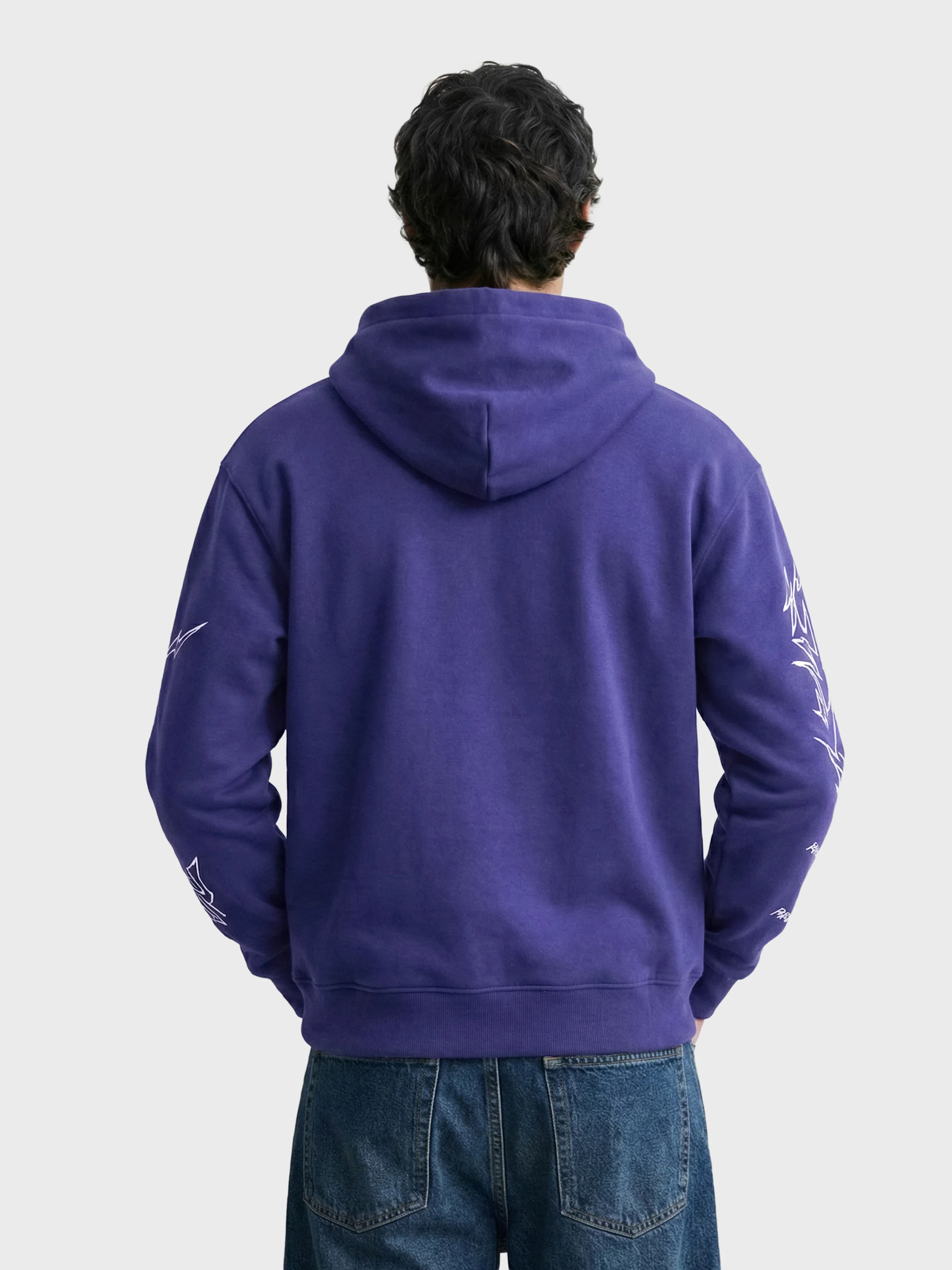 Men's Purple Relaxed Fit Graphic Printed Casual Sweatshirt - Image 2