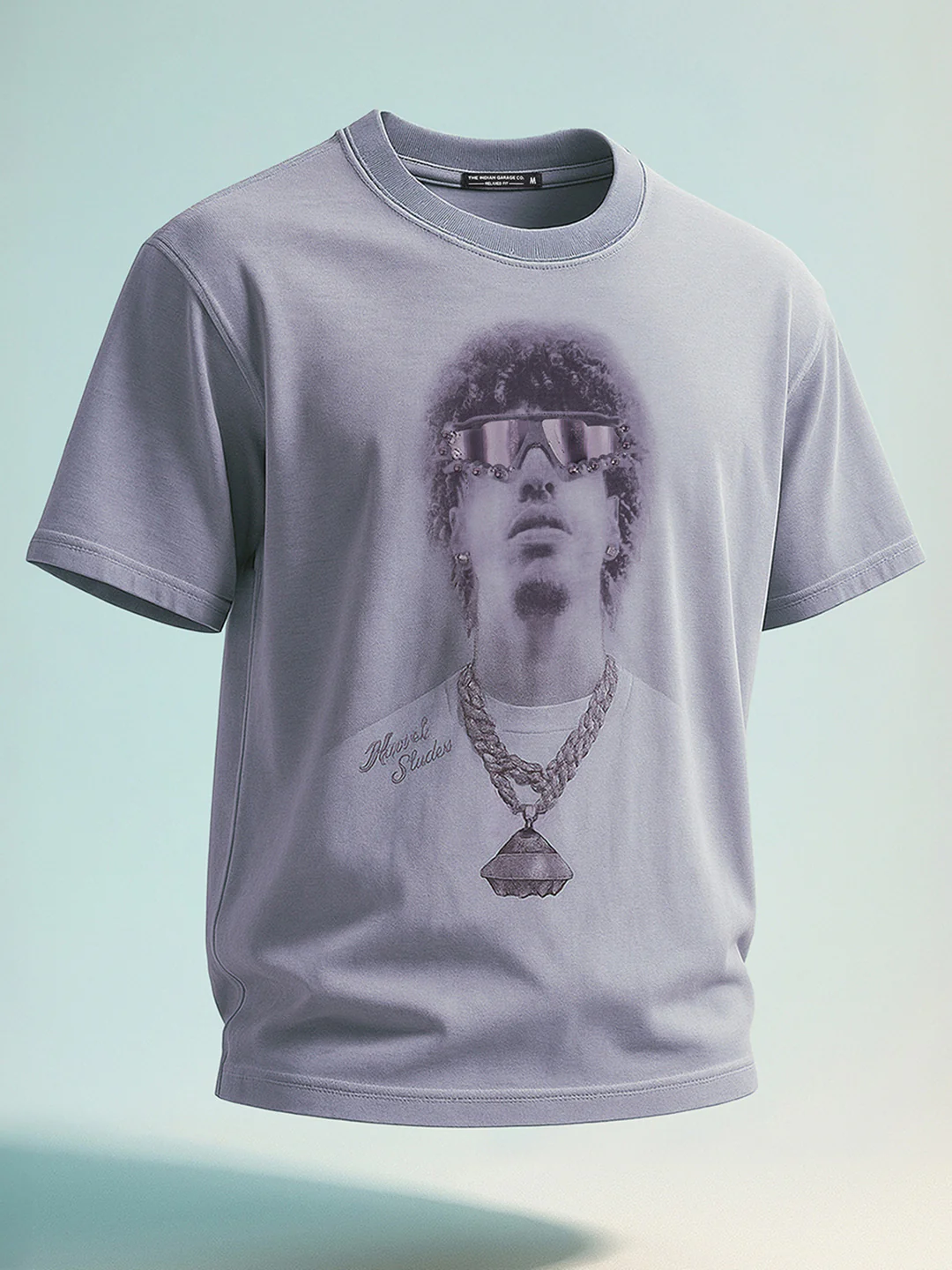 Men's Purple Relaxed Fit Graphic Printed 240 GSM Street Wear T-Shirt - Image 2