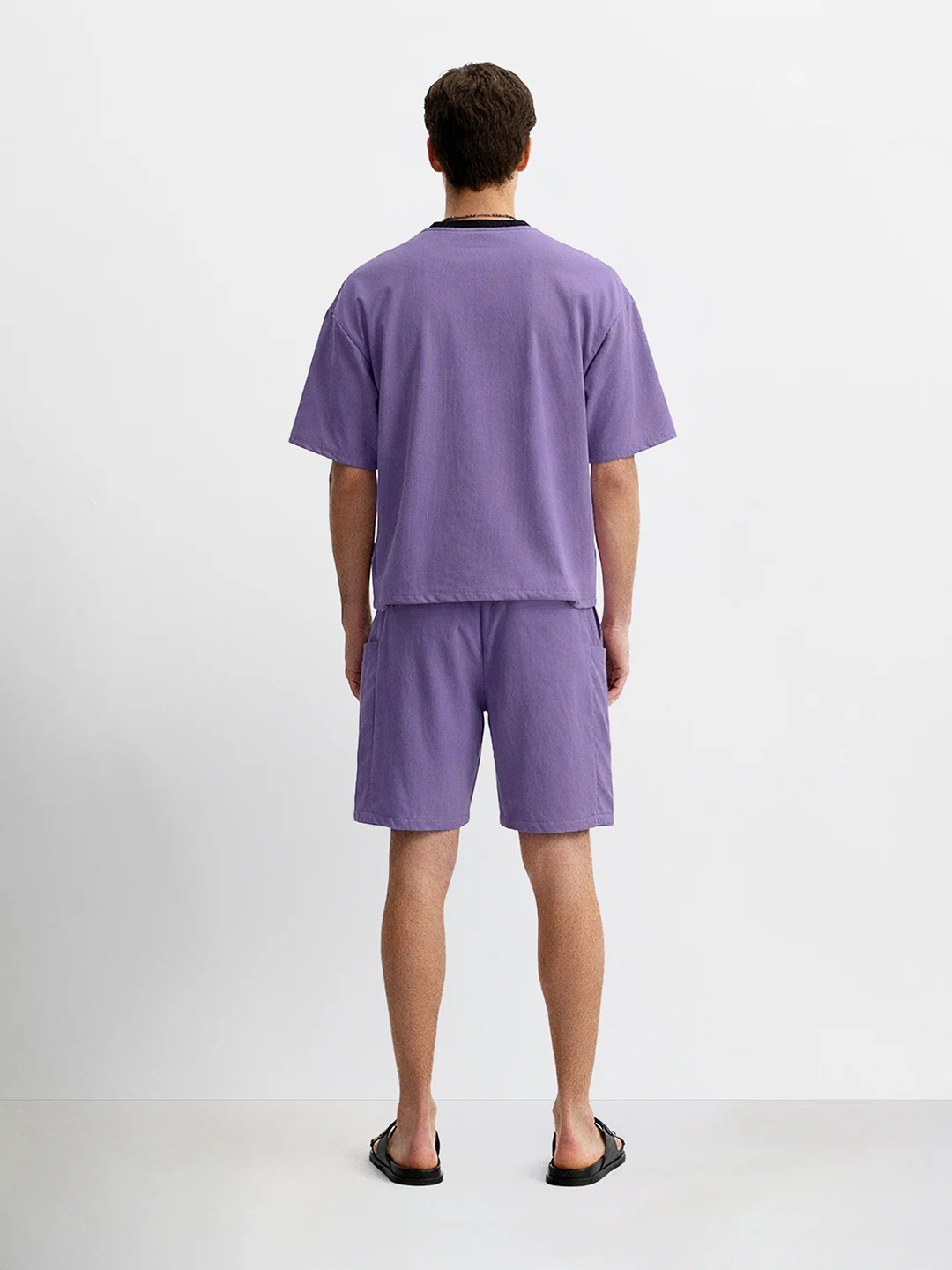 Men's Purple Relaxed Fit Solid Casual Coordinates - Image 2