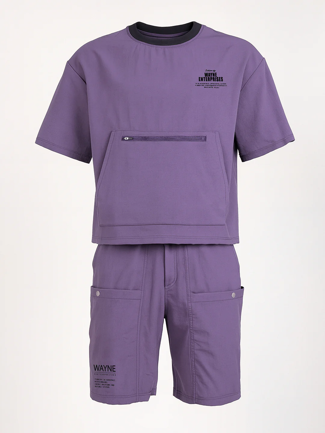 Men's Purple Relaxed Fit Solid Casual Coordinates - Image 3