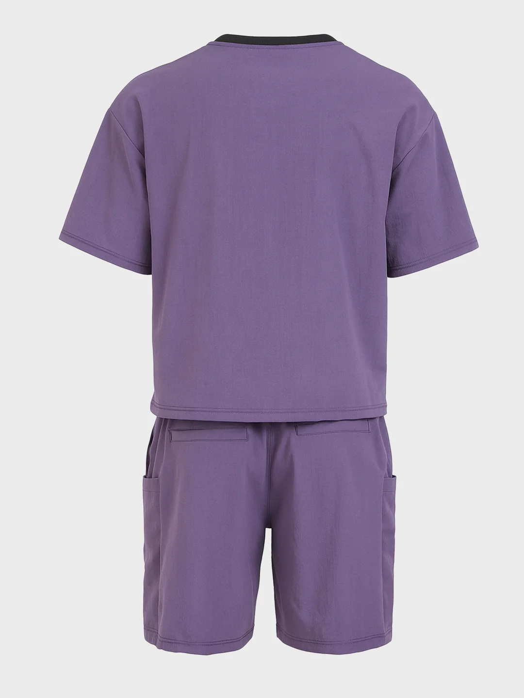 Men's Purple Relaxed Fit Solid Casual Coordinates - Image 4