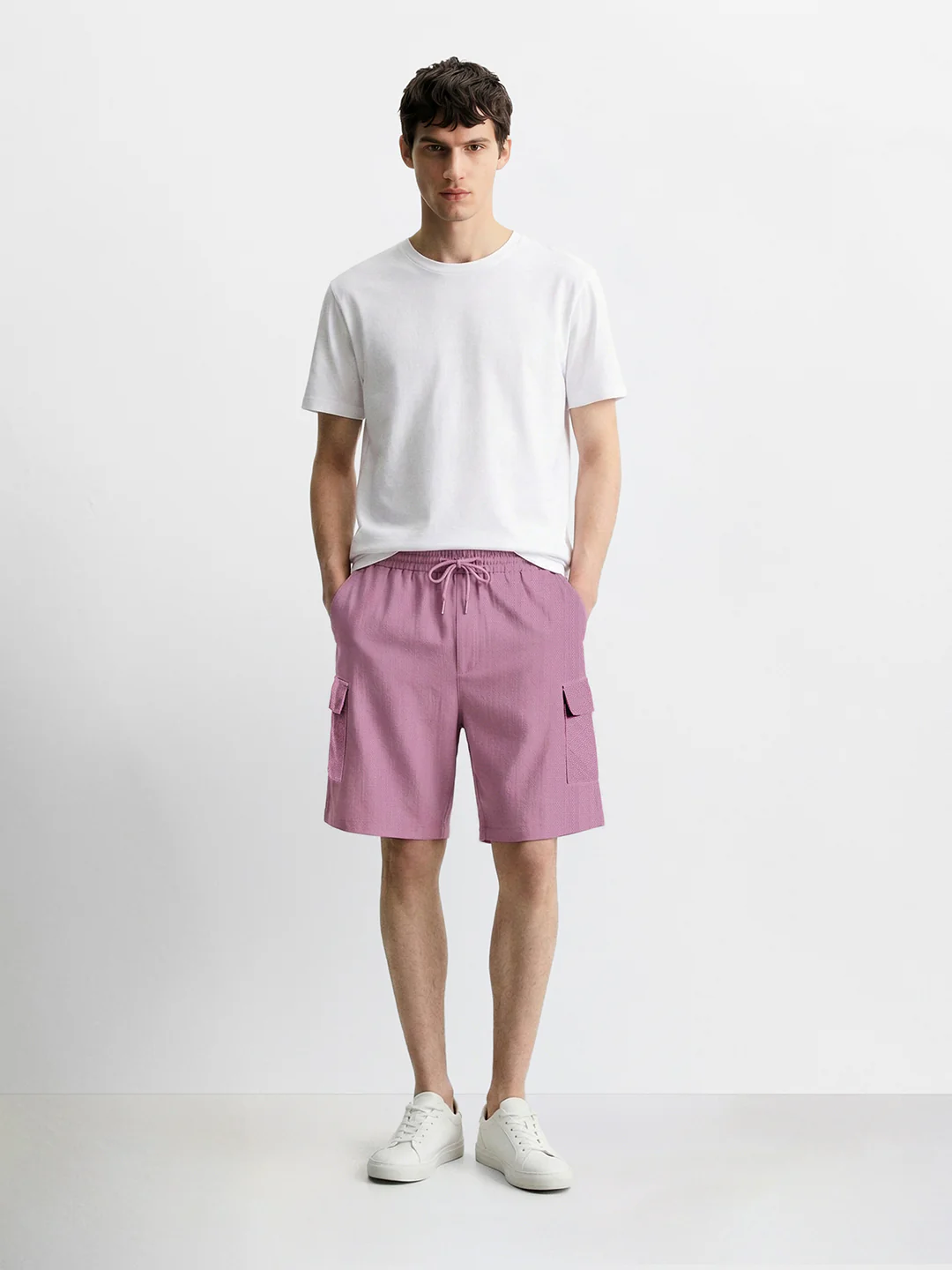 Men's Purple Relaxed Fit Solid Resort Wear Shorts - Image 3