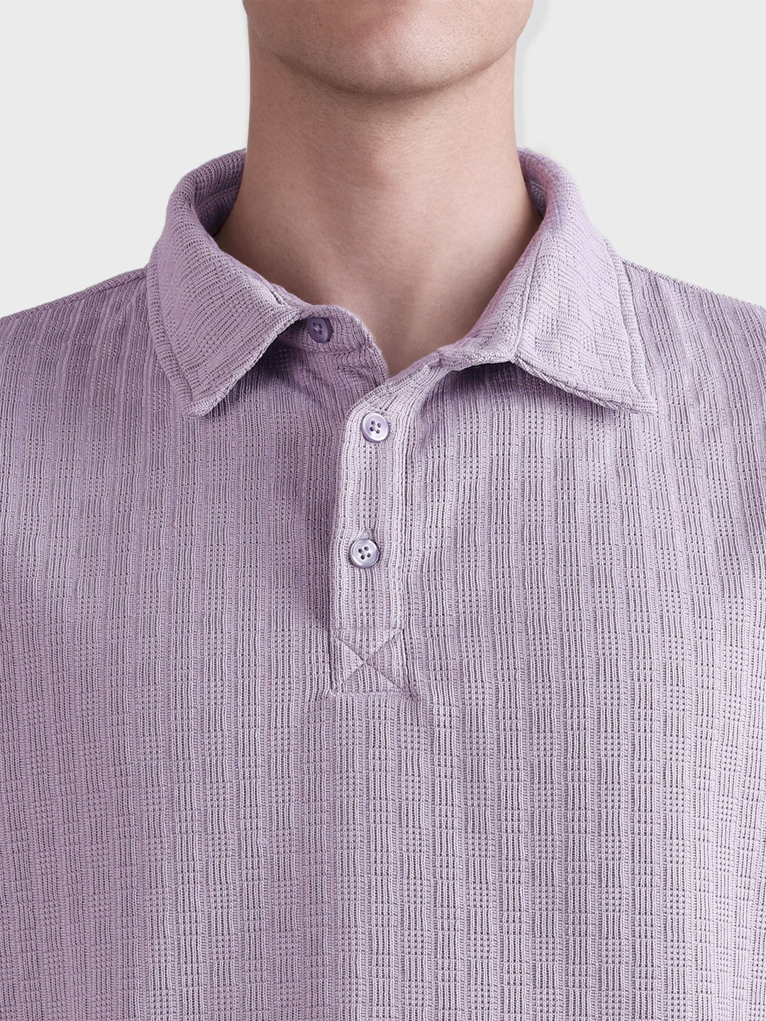 Men's Purple Relaxed Fit Textured Casual T-Shirts - Image 7