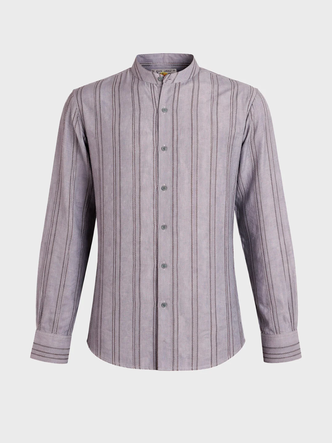 Men's Purple Relaxed Fit Vertical Stripes Resort Wear Shirt - Image 5