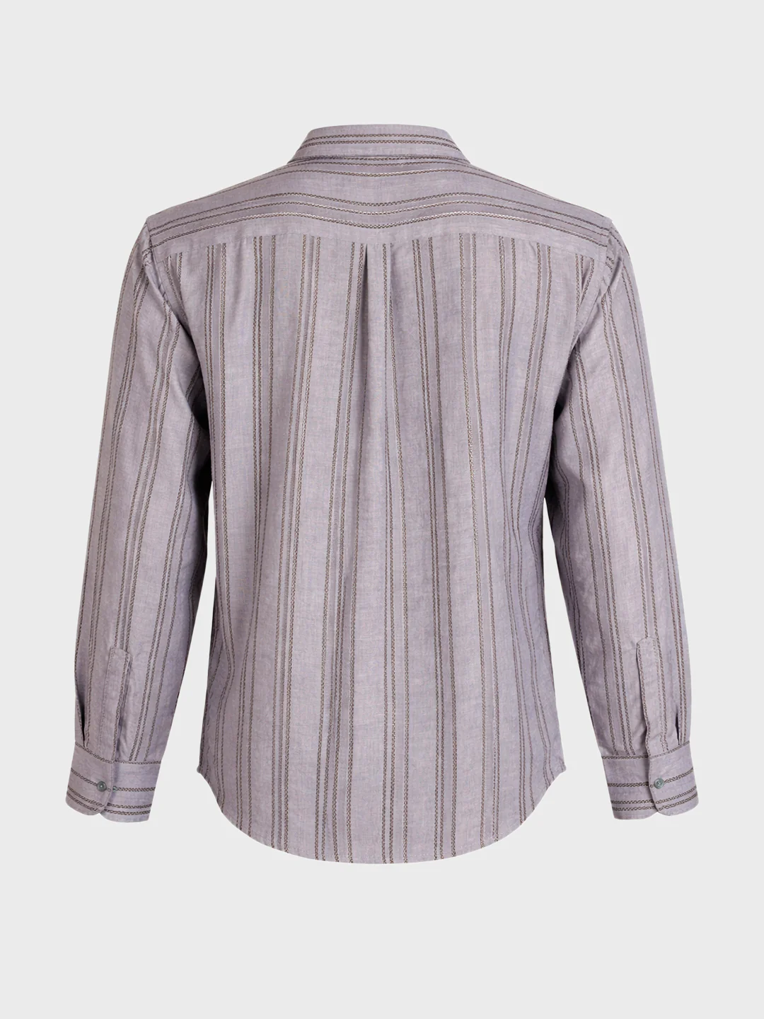 Men's Purple Relaxed Fit Vertical Stripes Resort Wear Shirt - Image 6