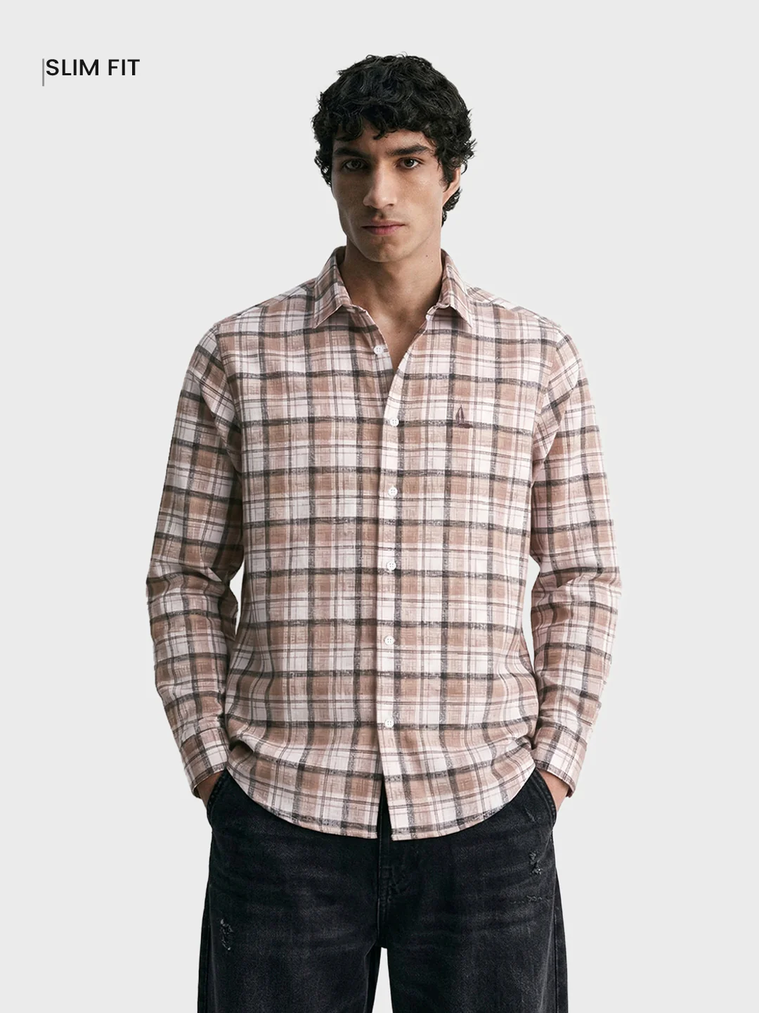 Men's Purple Slim Fit Checkered Casual Shirt - Image 2