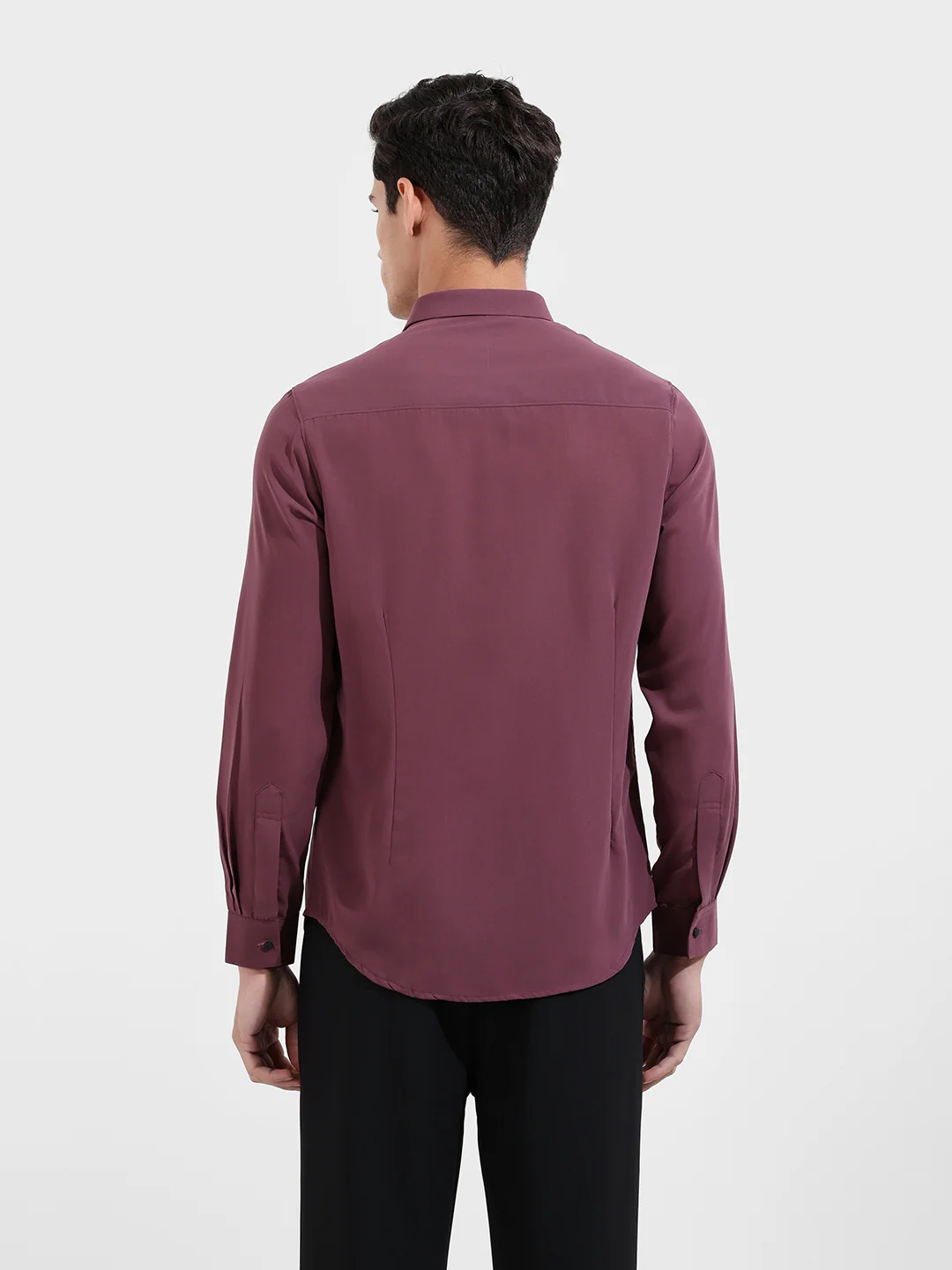Men's Purple Slim Fit Party Wear Solid Shirt - Image 5