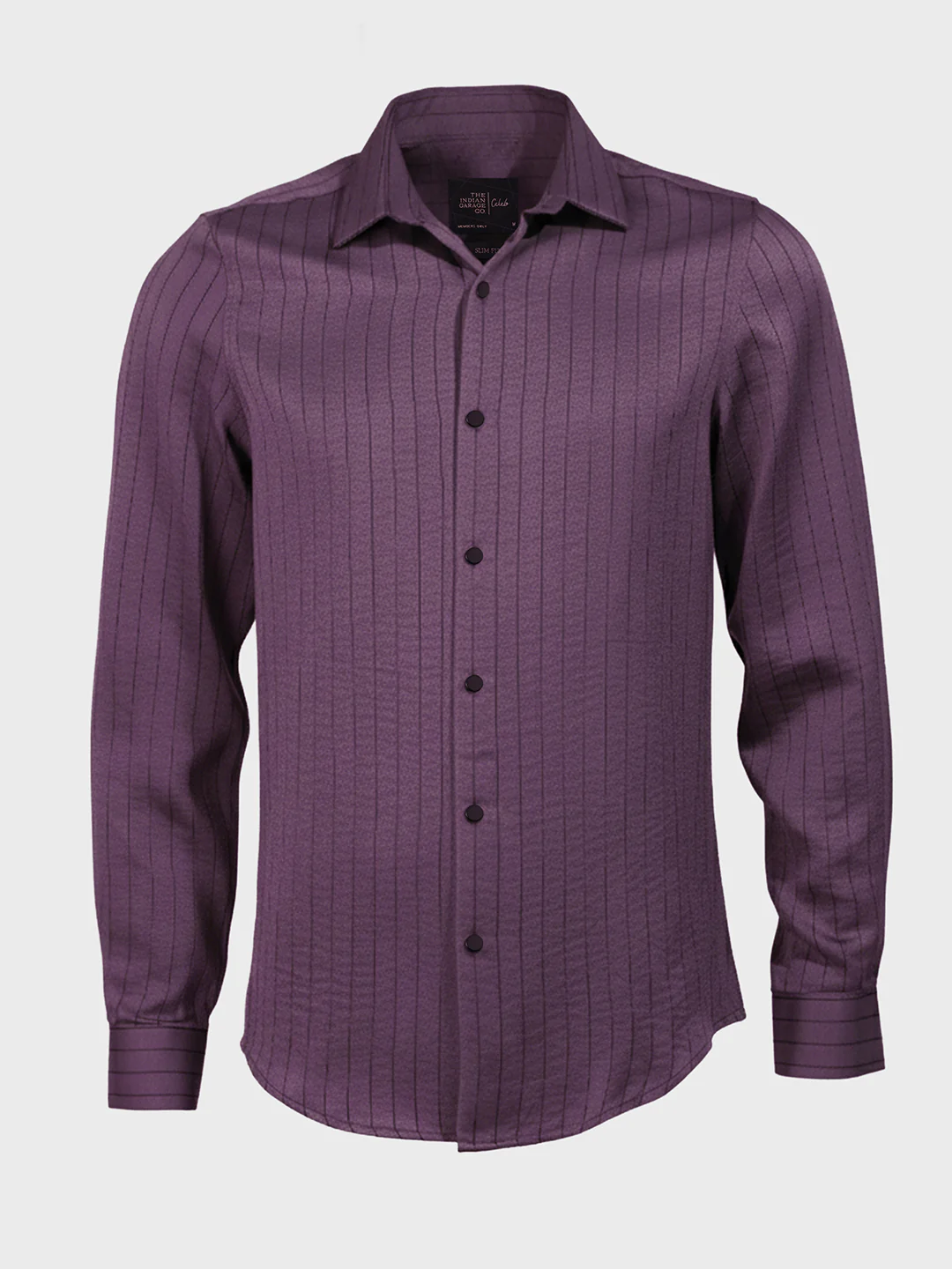 Men's Purple Slim Fit Party Wear Striped Shirt - Image 2