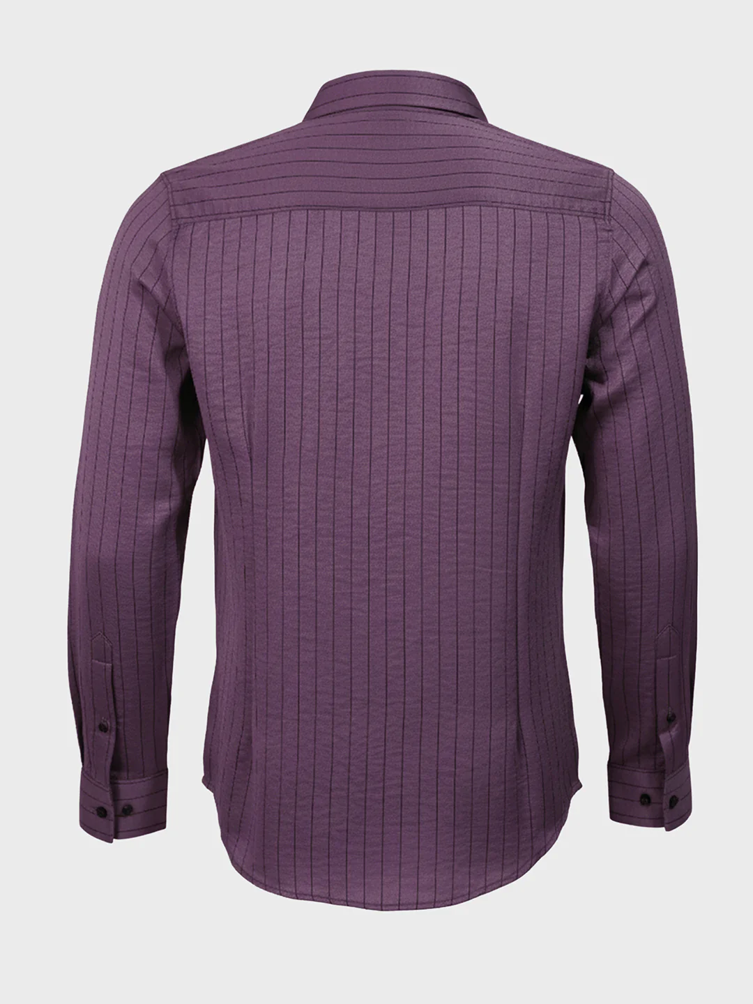 Men's Purple Slim Fit Party Wear Striped Shirt - Image 3