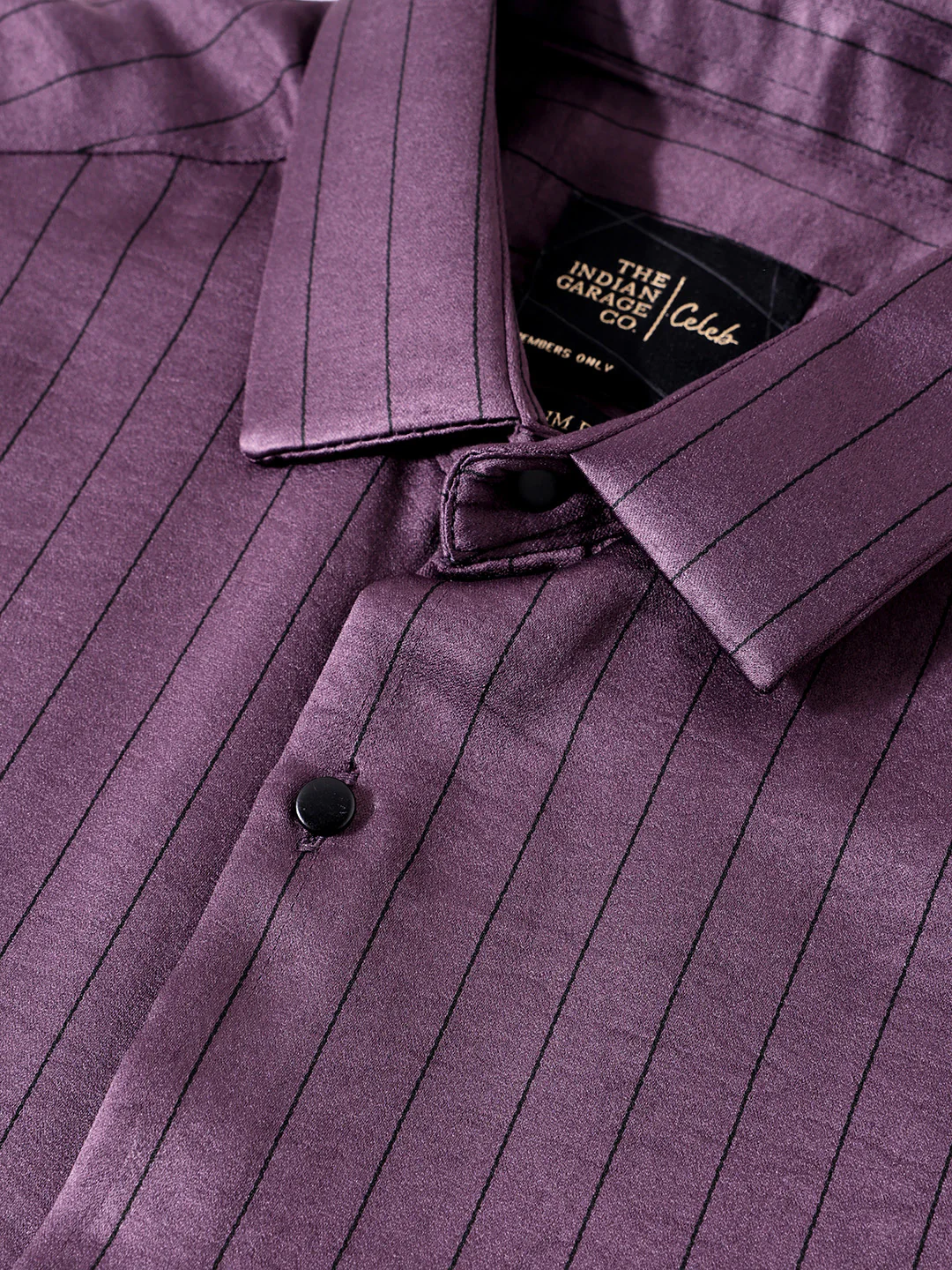 Men's Purple Slim Fit Party Wear Striped Shirt - Image 4