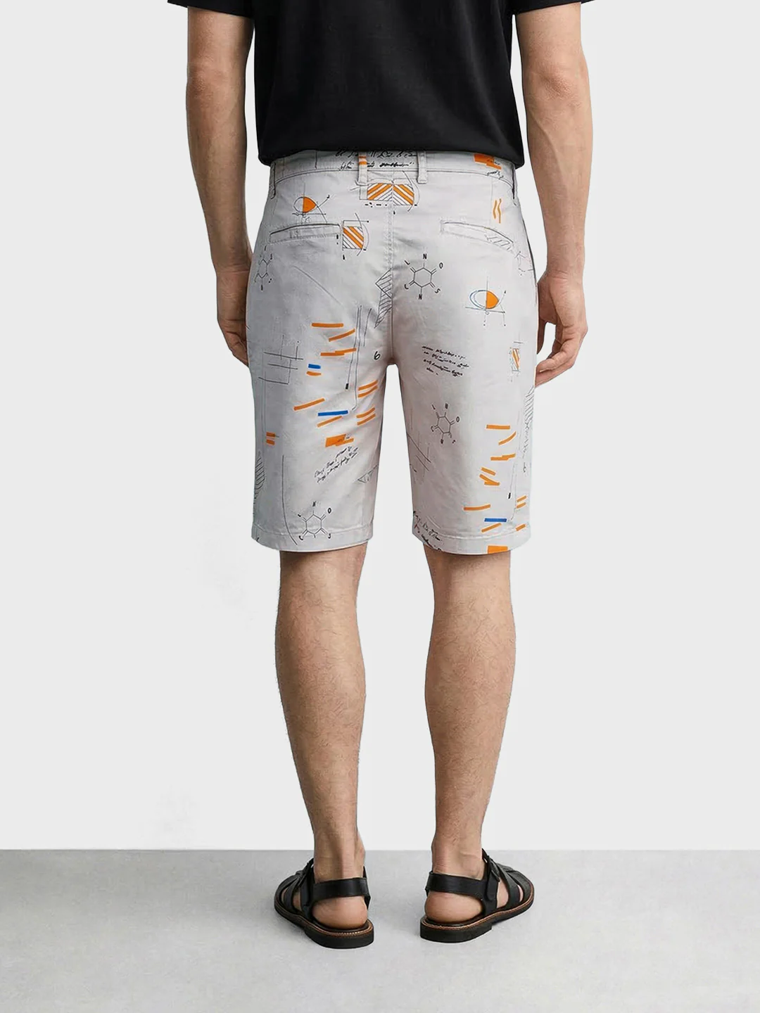 Men's Grey Slim Fit Printed Casual Shorts - Image 4