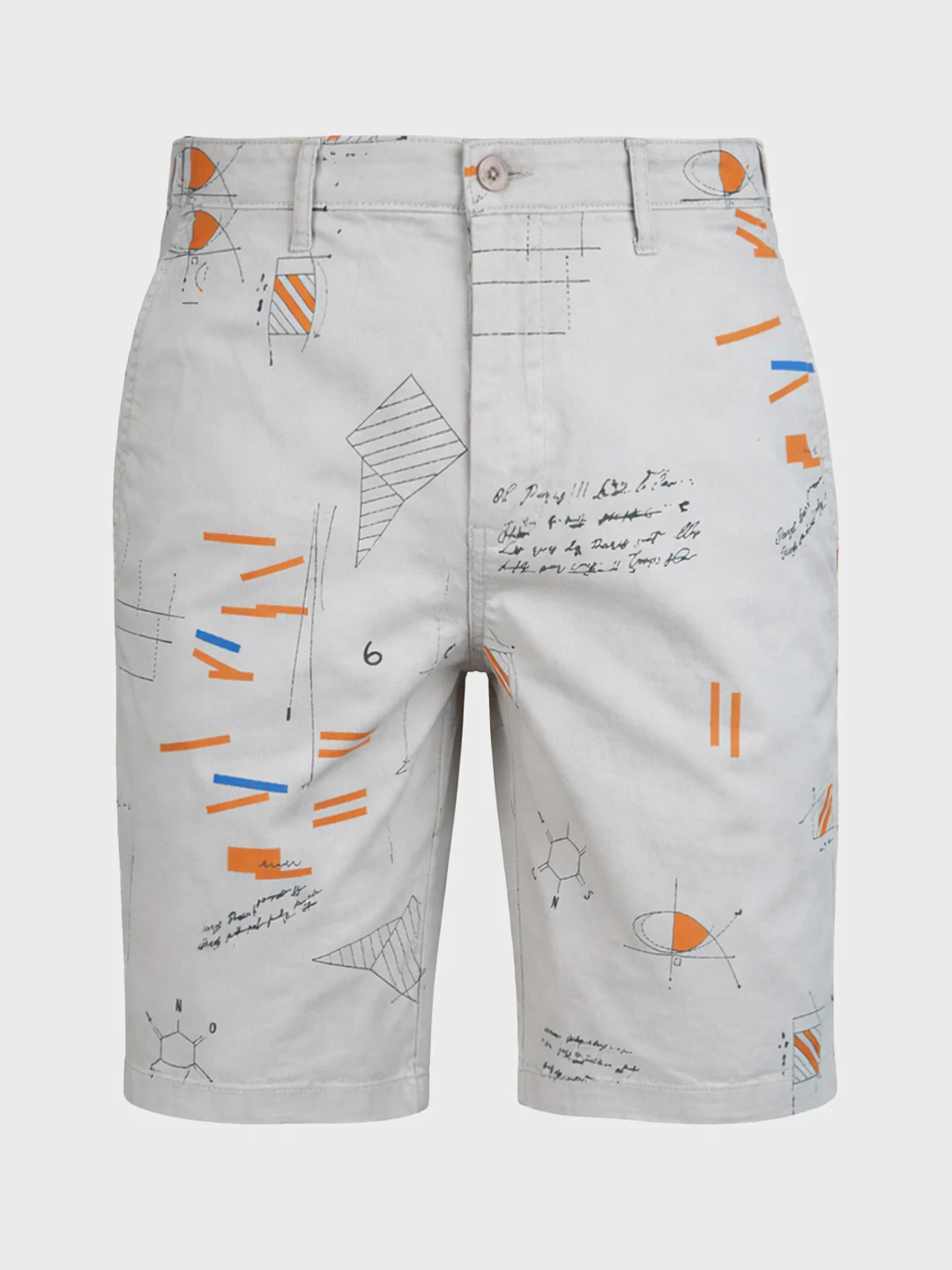 Men's Grey Slim Fit Printed Casual Shorts - Image 6