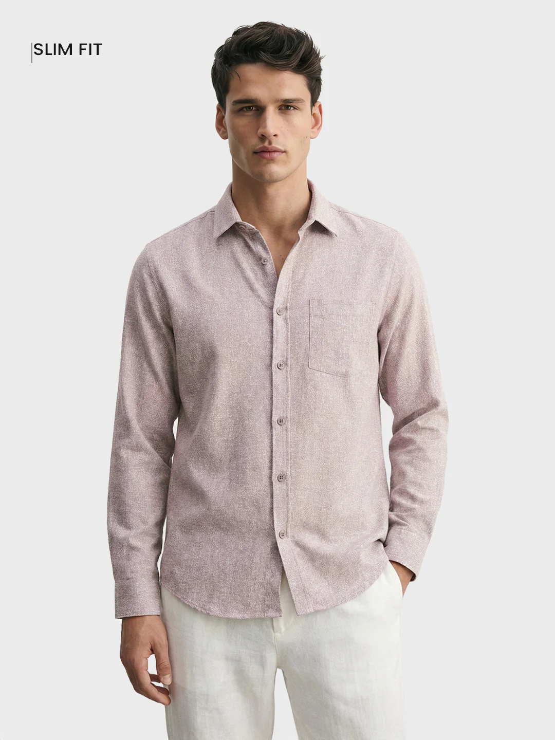 Men's Purple Slim Fit Solid Casual Shirt - Image 2