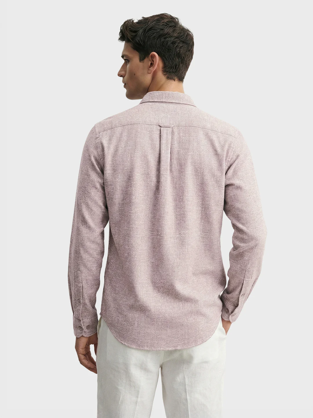Men's Purple Slim Fit Solid Casual Shirt - Image 3